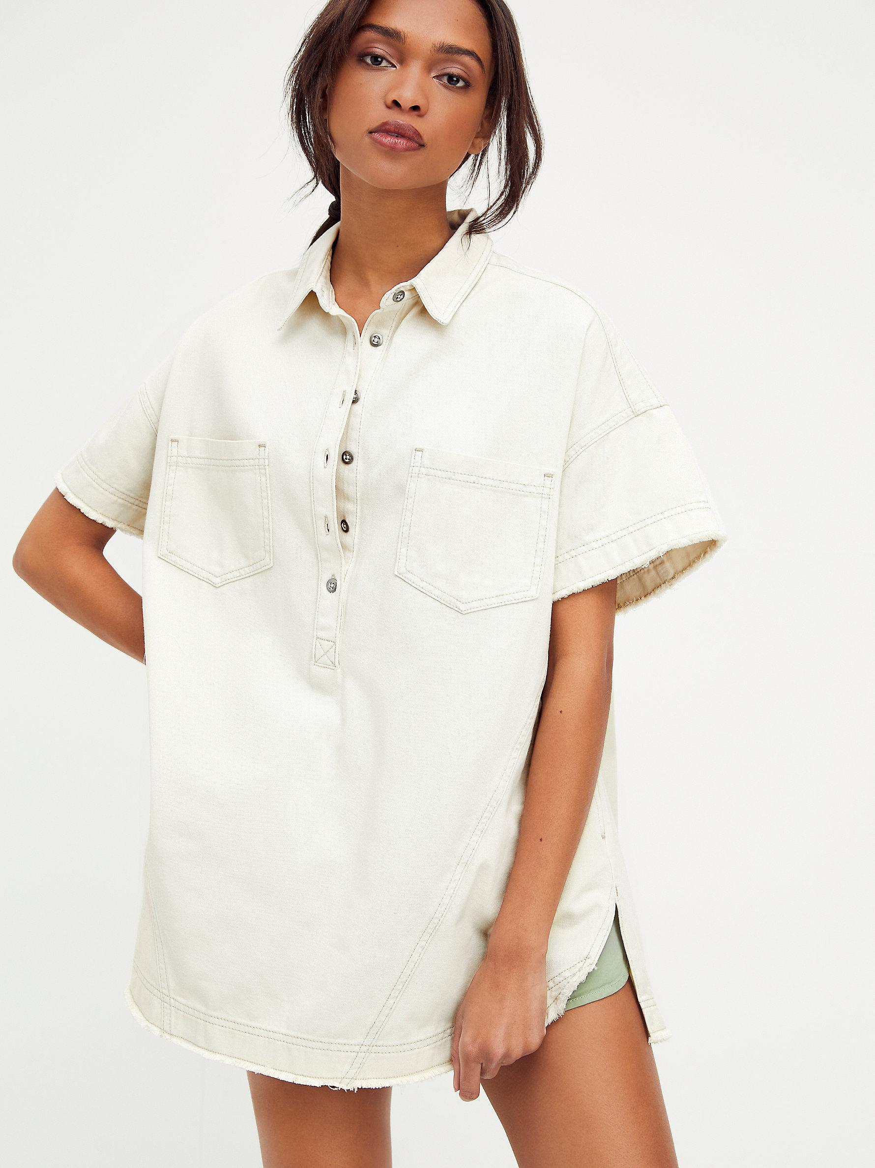Free People Elliot Denim Tunic in Ivory 