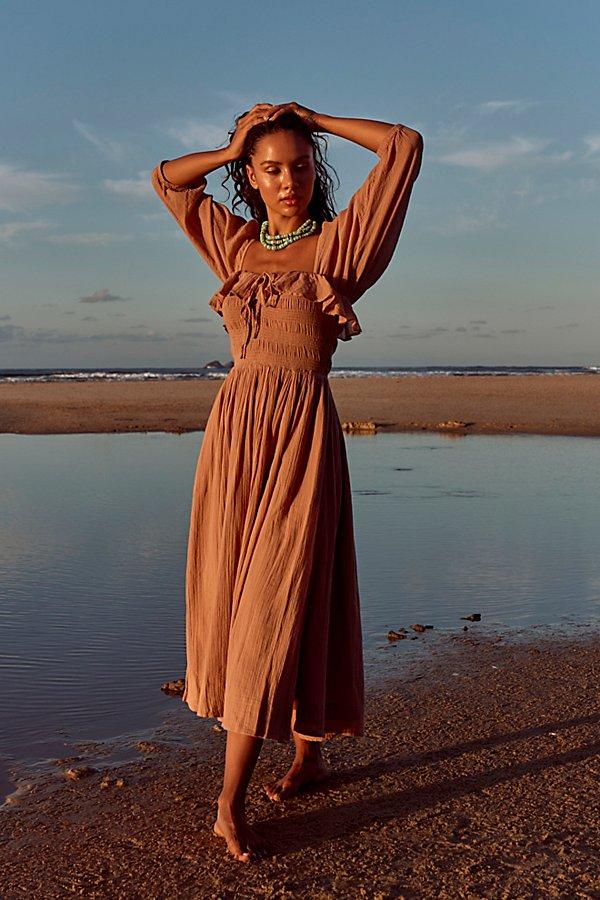 free est Oasis Midi Dress in Brown Lyst UK