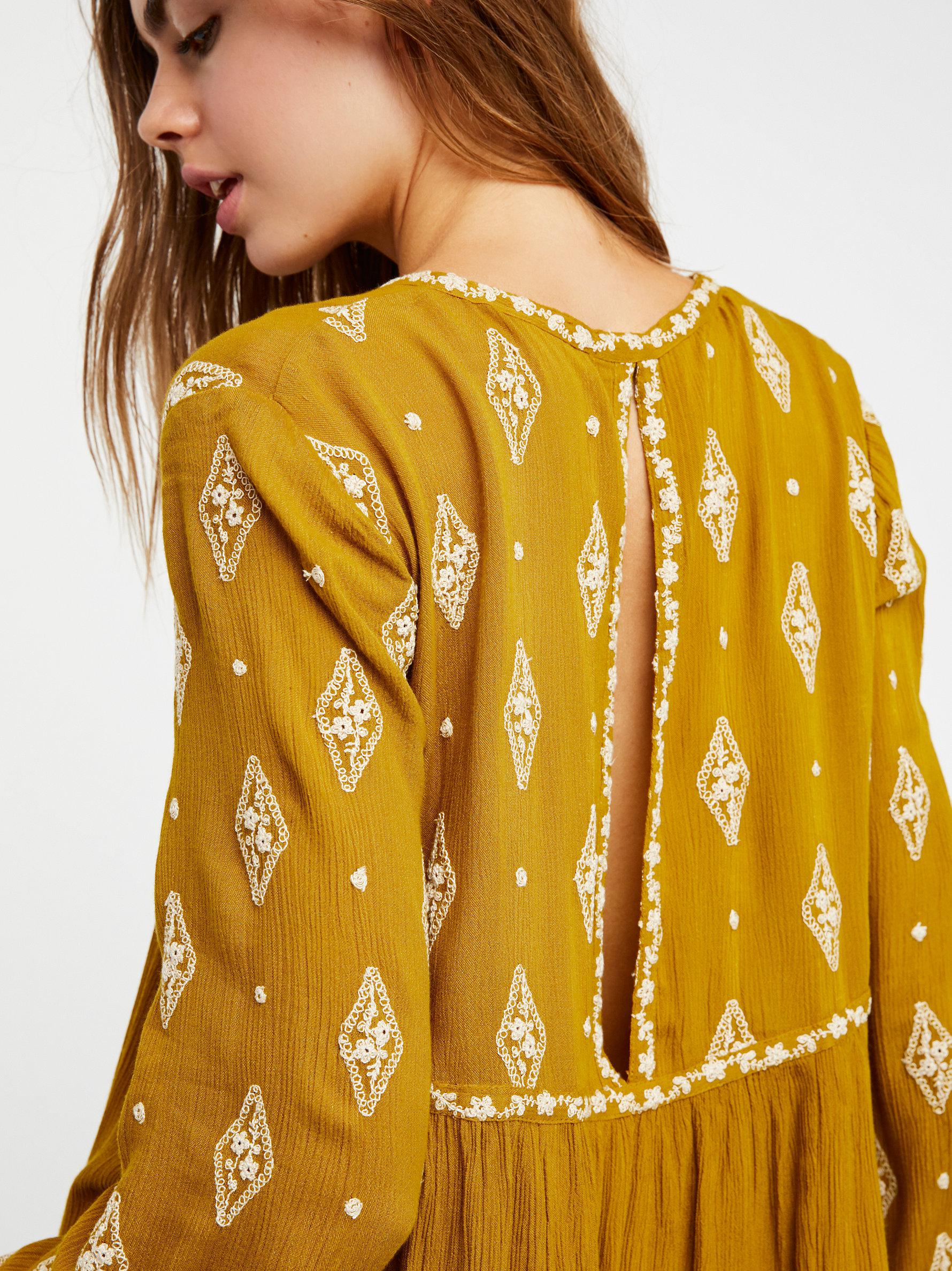 yellow embroidered top