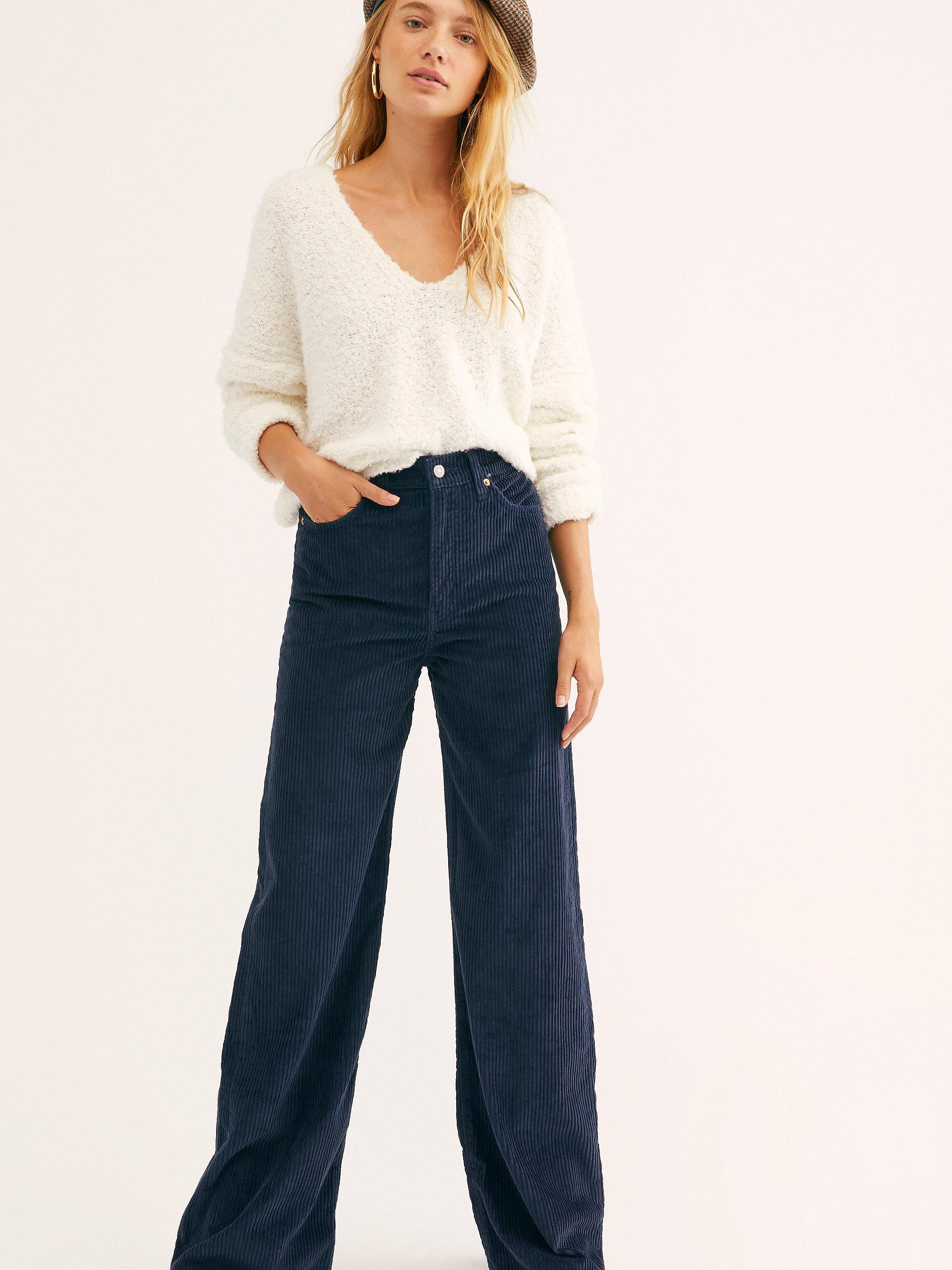 Free People Levi's Ribcage Cord Wide-leg Pants in Blue | Lyst Canada