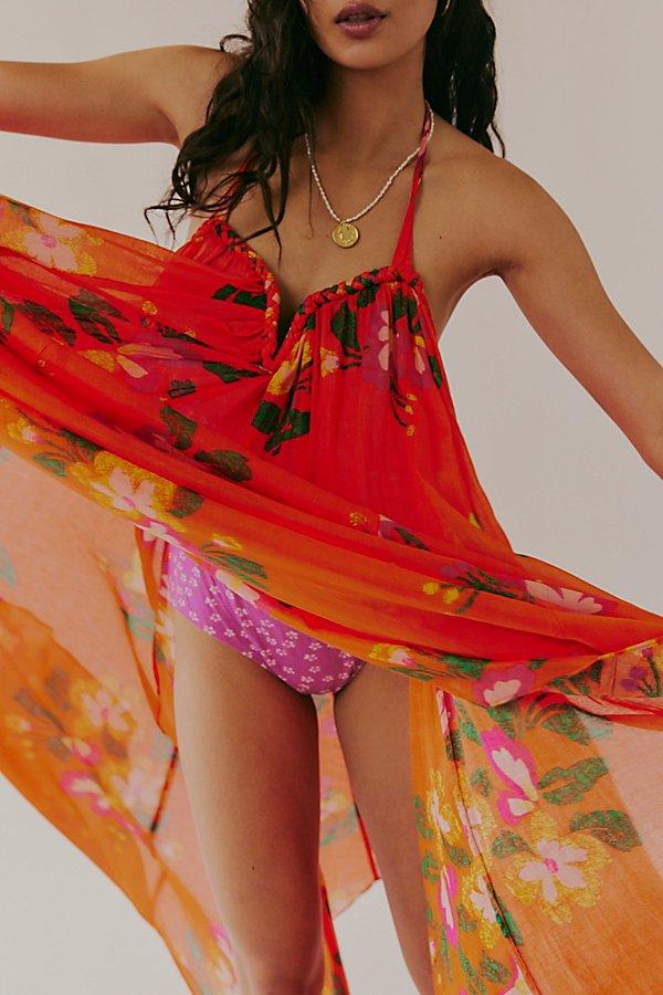 knee length dresses for ladies Intimately Free People Orange Floral Smocked Maxi Dress (XS)  The Thrifty  Hippy