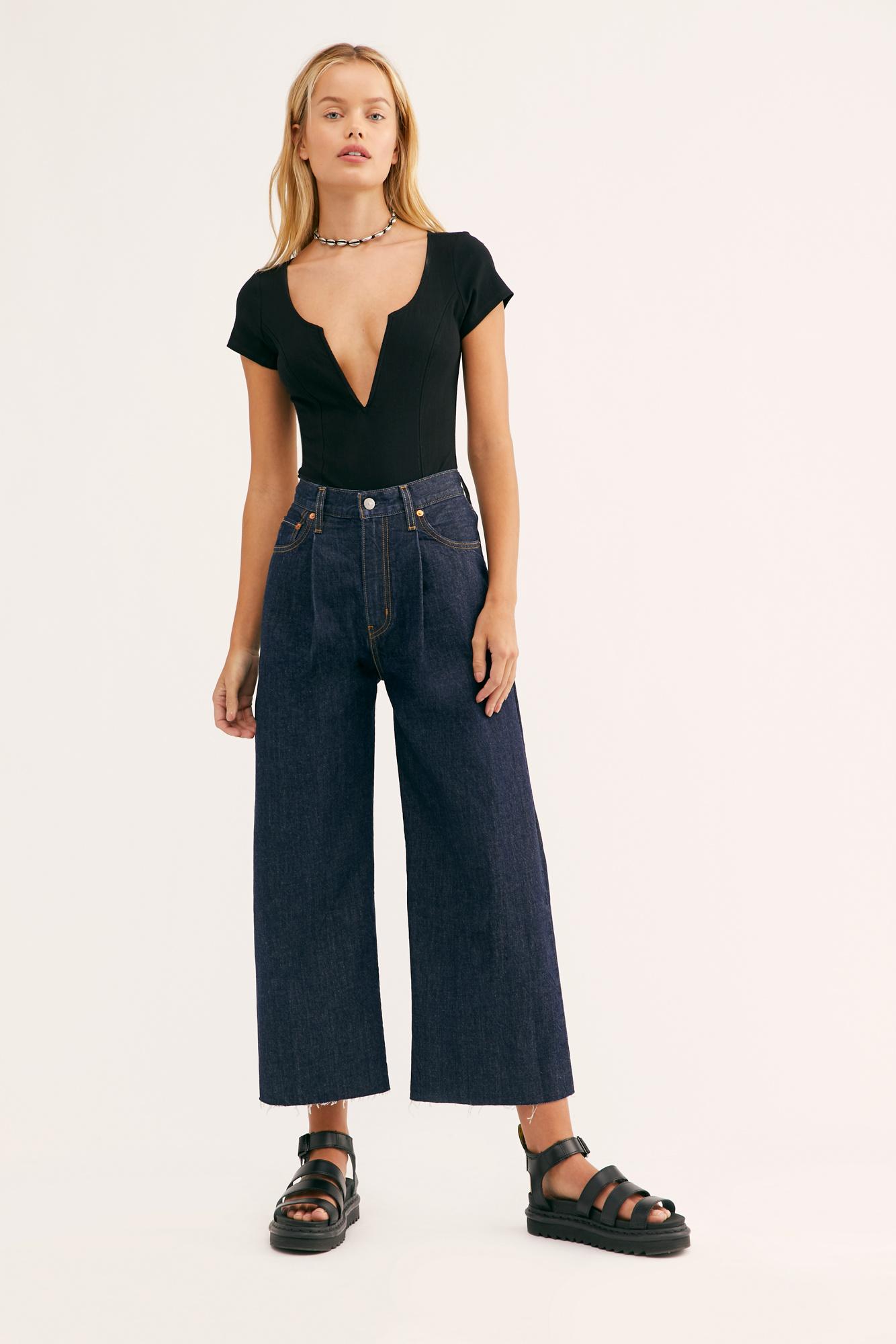 ribcage pleated cropped jeans