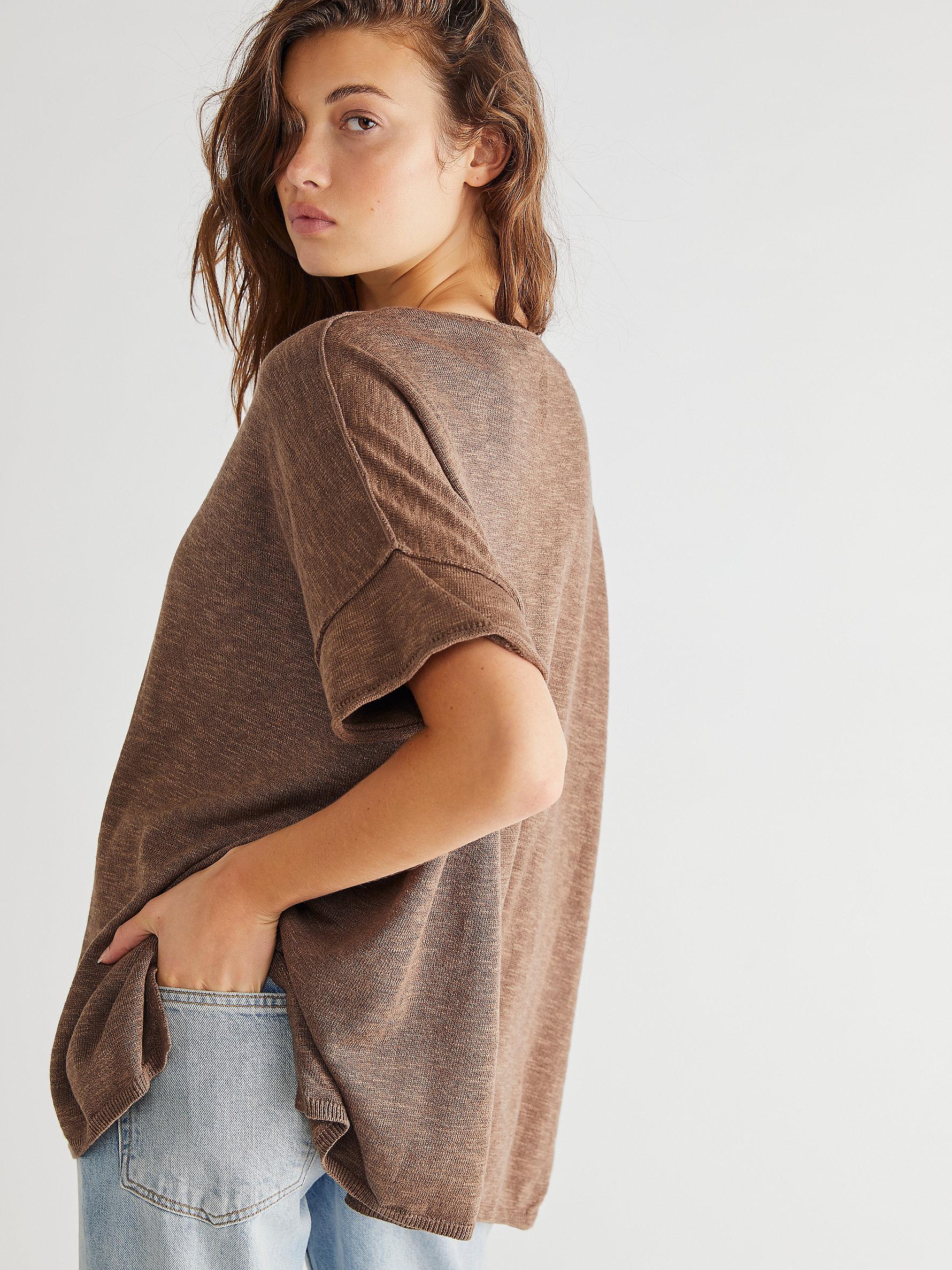 Free People Winnie Sweater Tee in Brown 