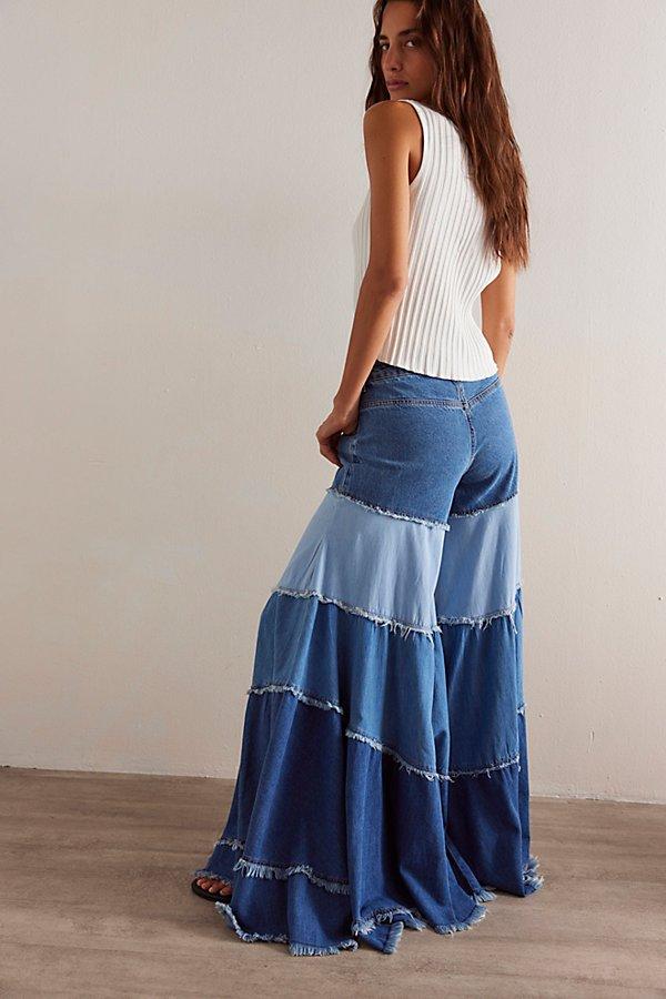 Free People We The Free Dreamscape Tiered Wide-Leg Jeans in