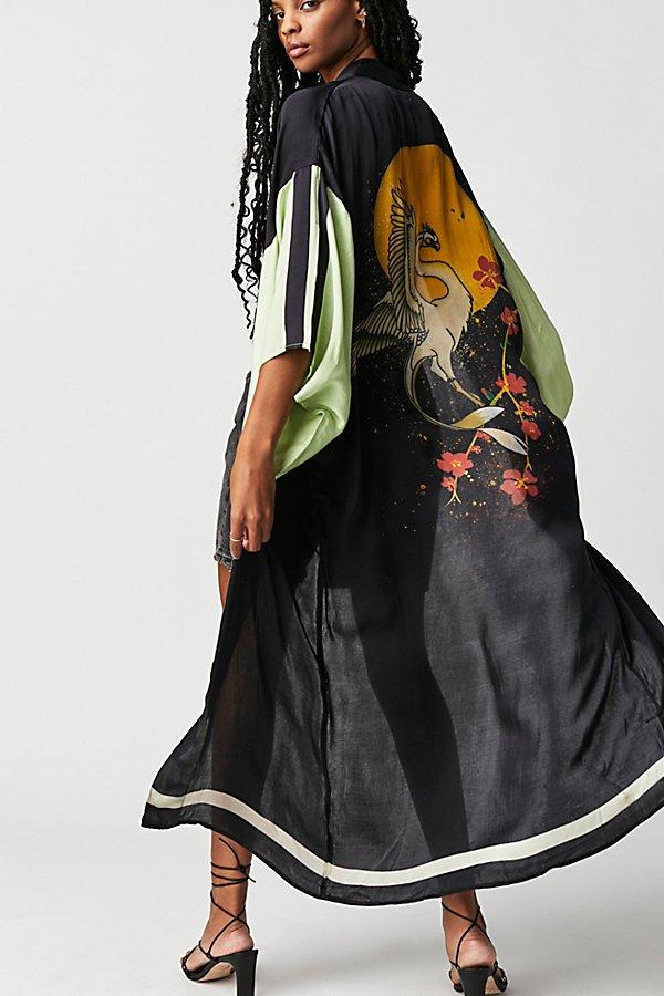 free people modern kimono maxi dress Free People Modern Kimono Maxi Dress Denim Combo Size 0