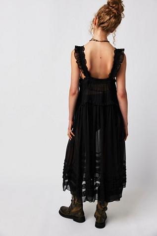 Free People Moon Phase Midi Slip in Black | Lyst