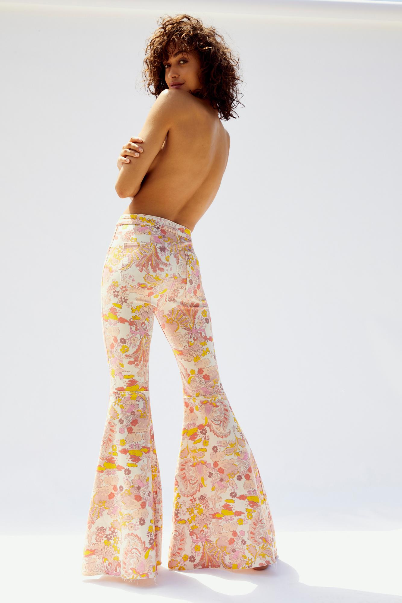 Free People Denim Just Float On Printed Flare Jeans - Lyst