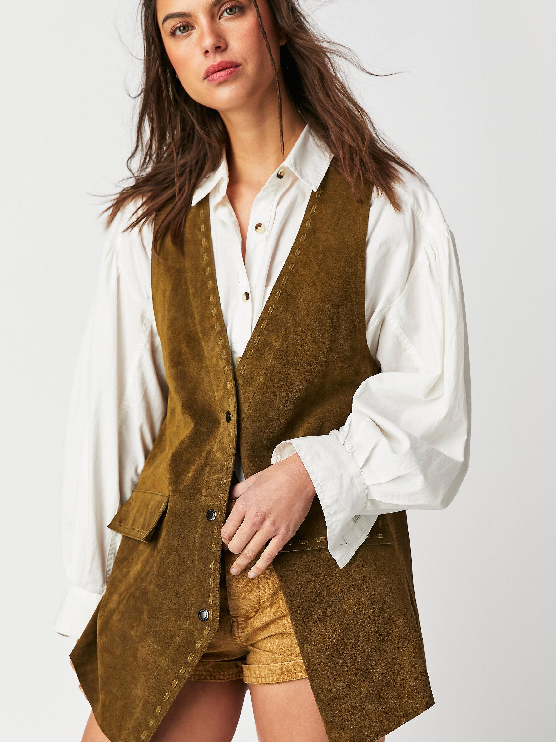 Free People We The Free Low Rider Suede Vest in Natural | Lyst
