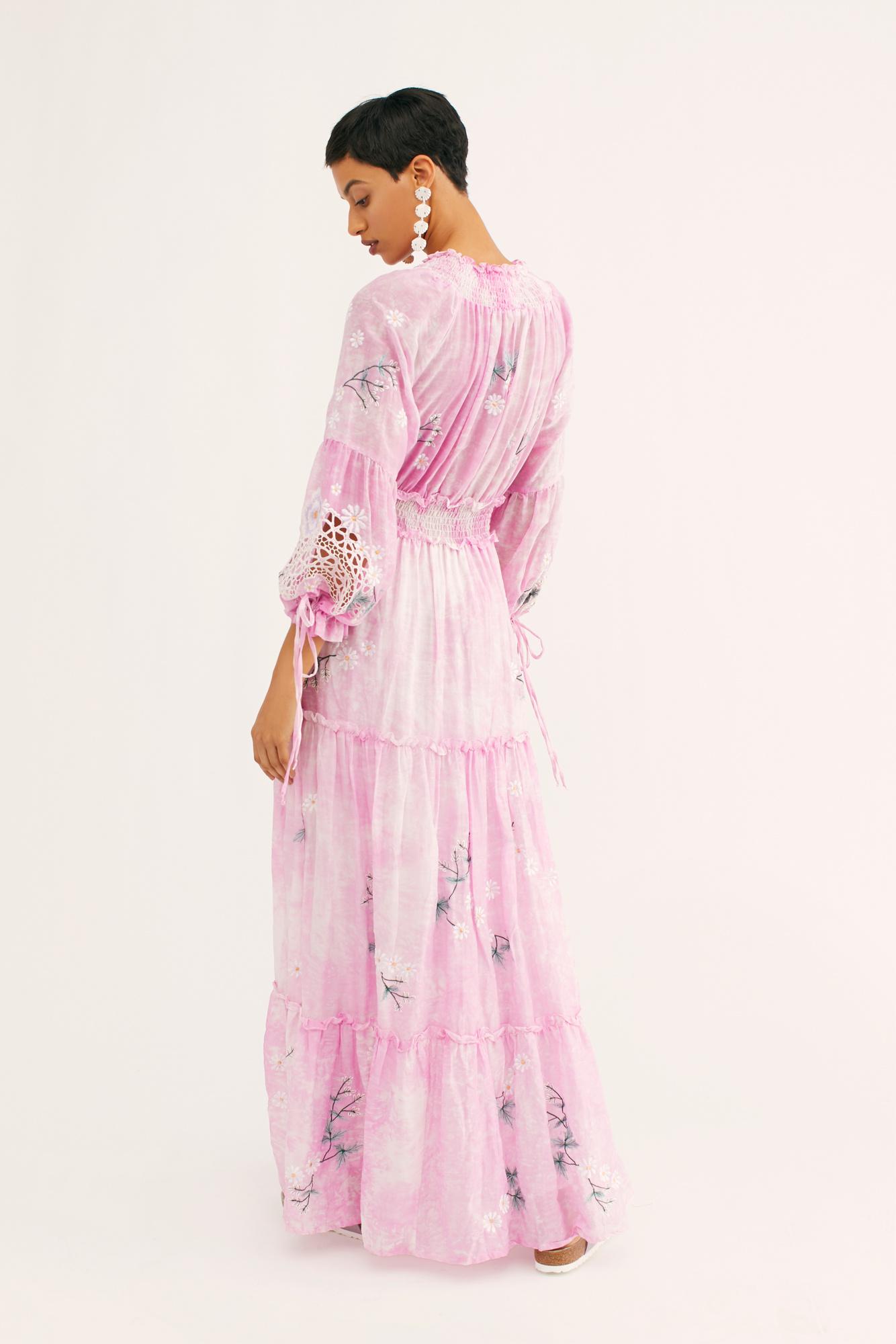 Free People Silk Daisy Island Maxi Dress By Fillyboo in Pink Lyst
