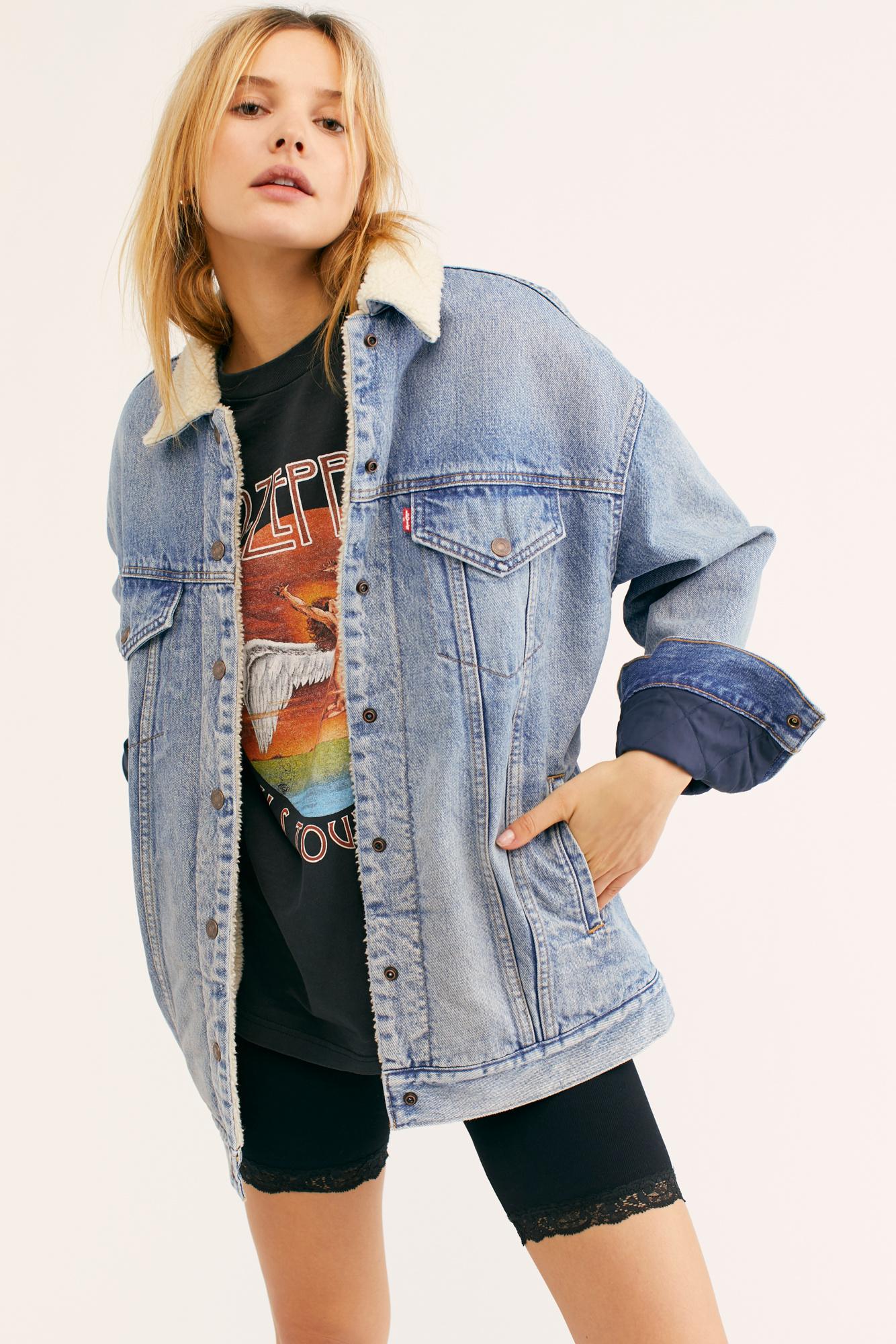 levi's baggy denim sherpa jacket