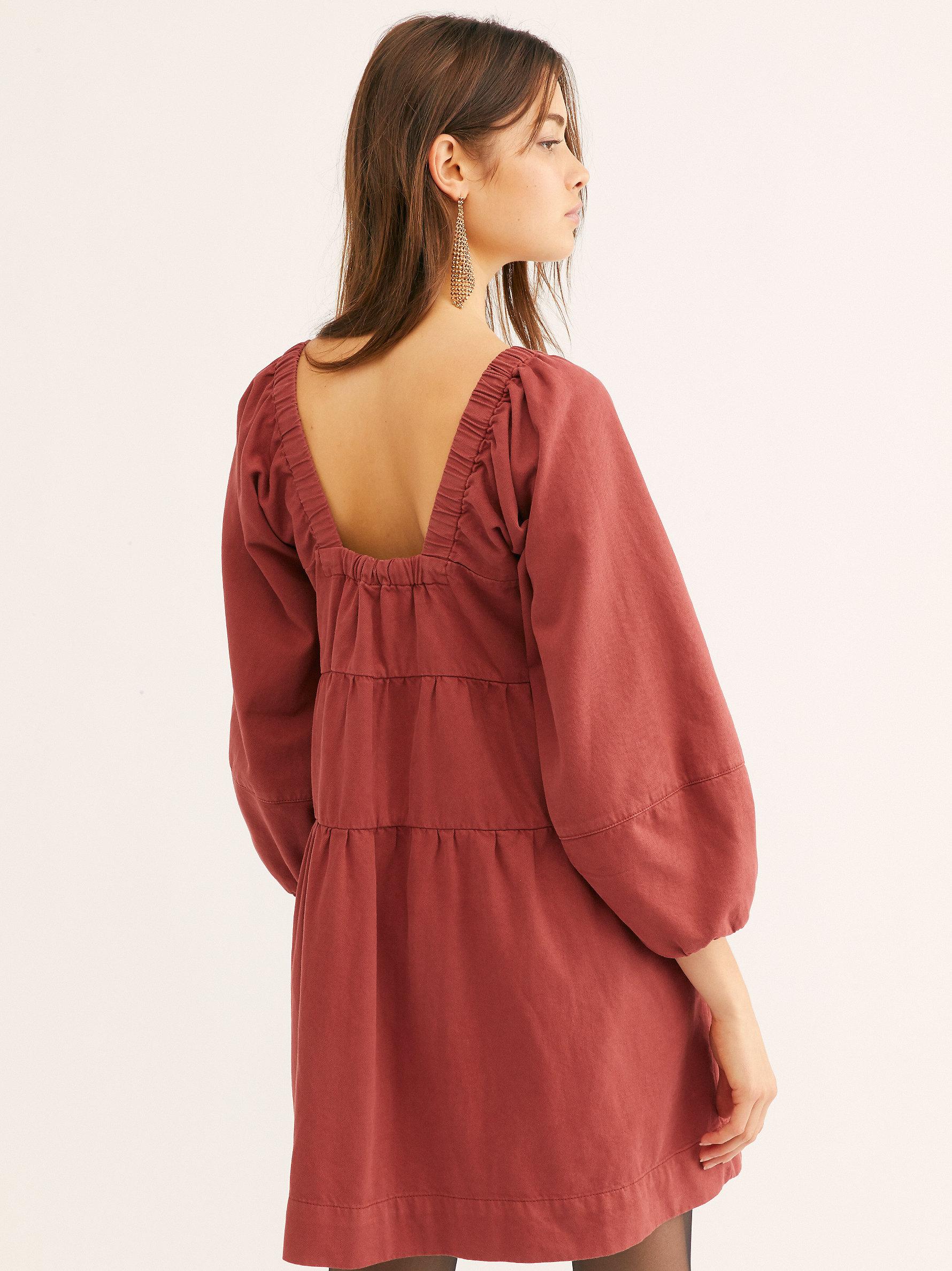 red jean dress