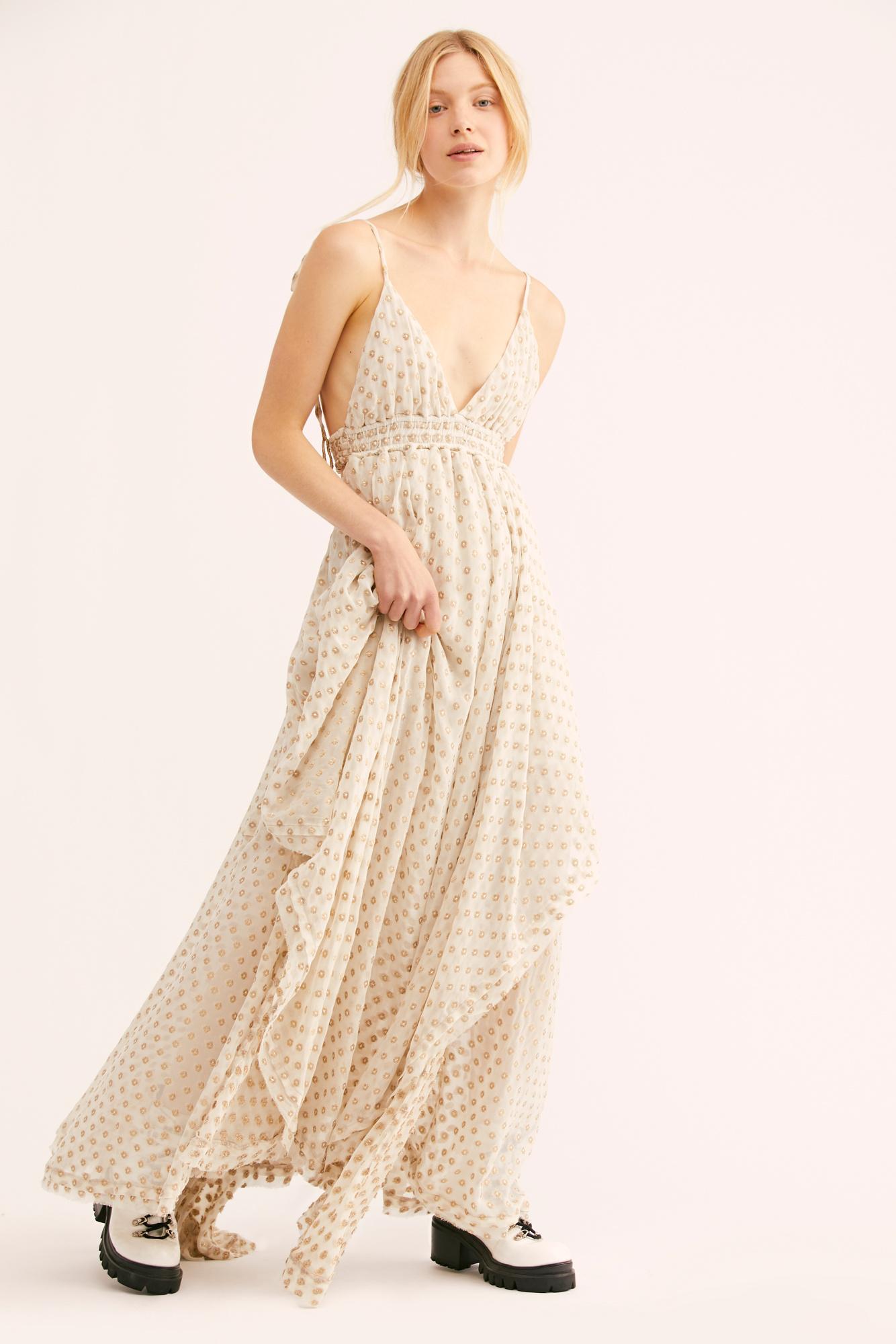 Free People Synthetic Meredith Maxi Dress in Cream (White) - Lyst
