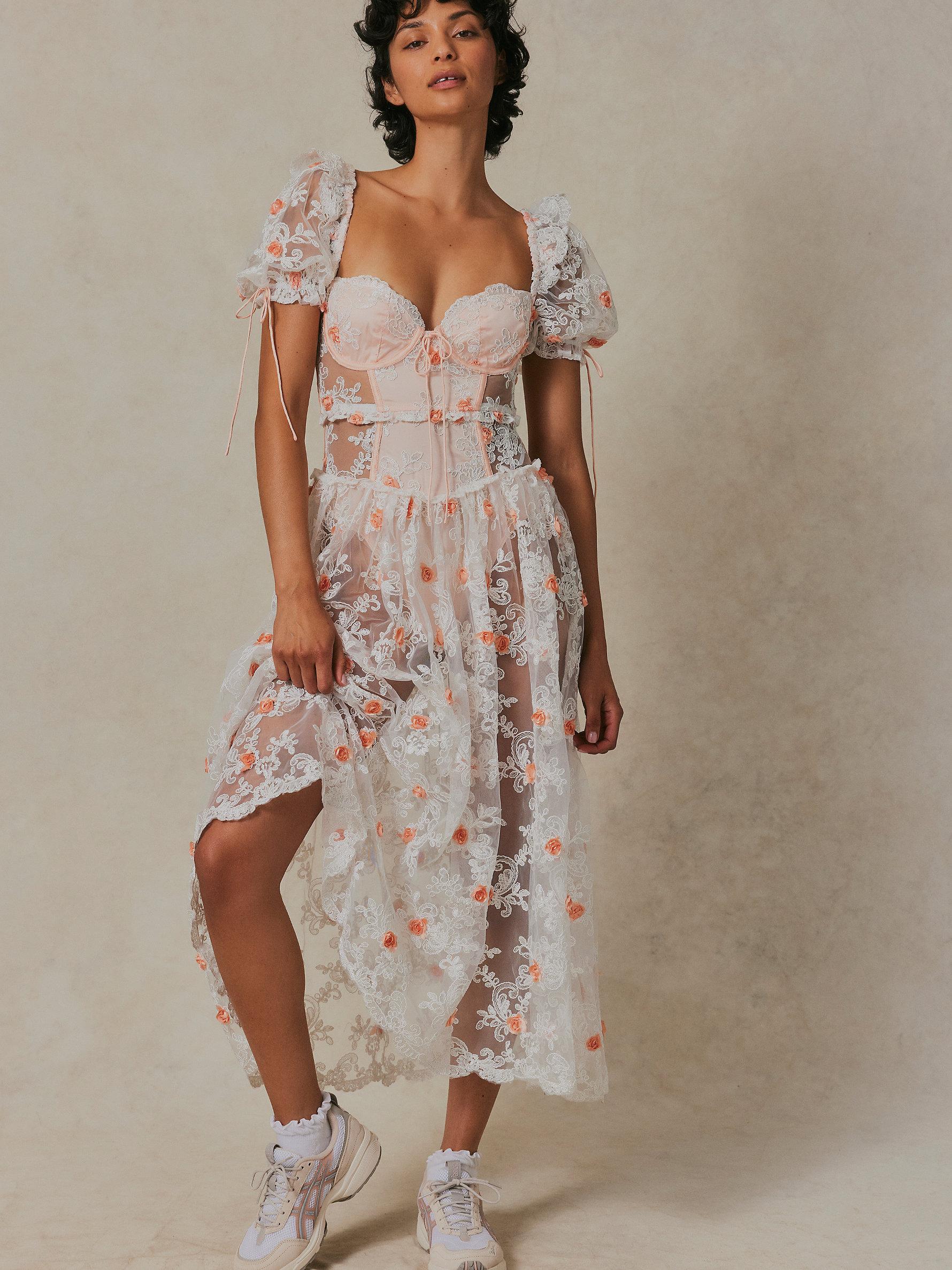 Free People For Love & Lemons Tessa Midi Dress in Brown Lyst