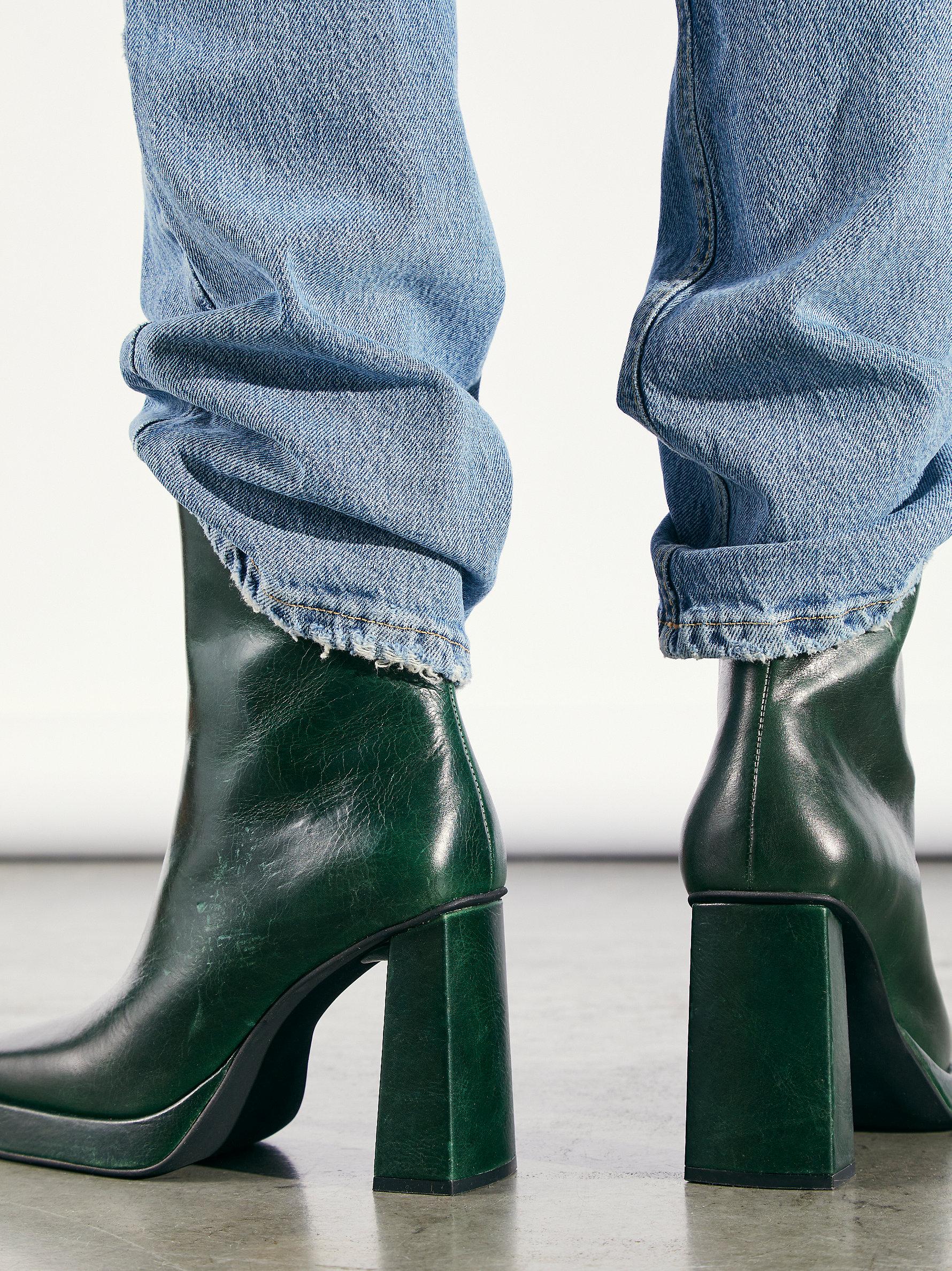 Dark green platform boots Clearance