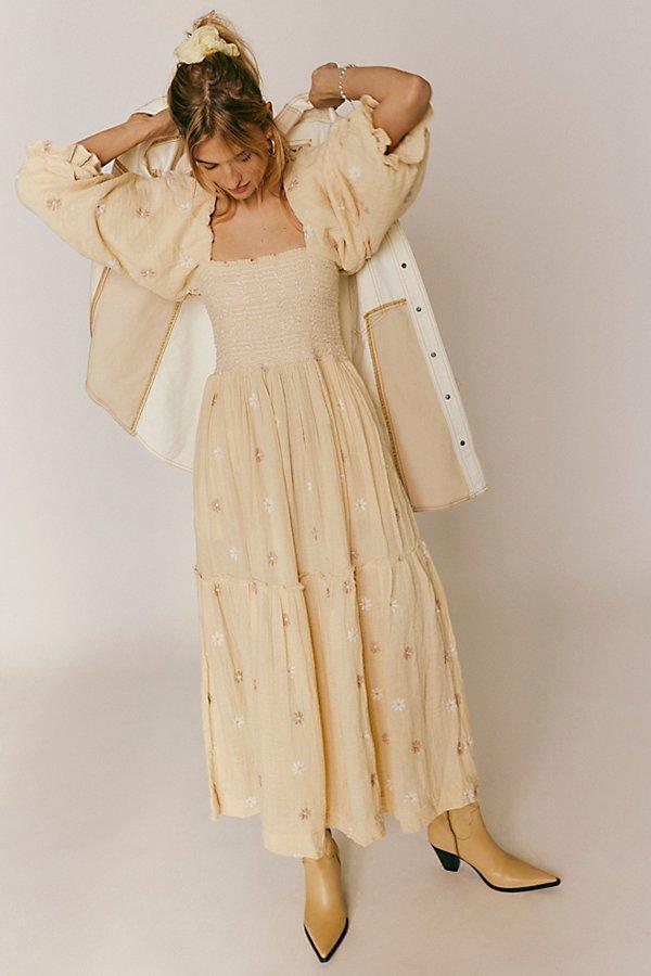 dahlia embroidered maxi dress pearl island EMBROIDERED FLOWER MAXI DRESS main image 1