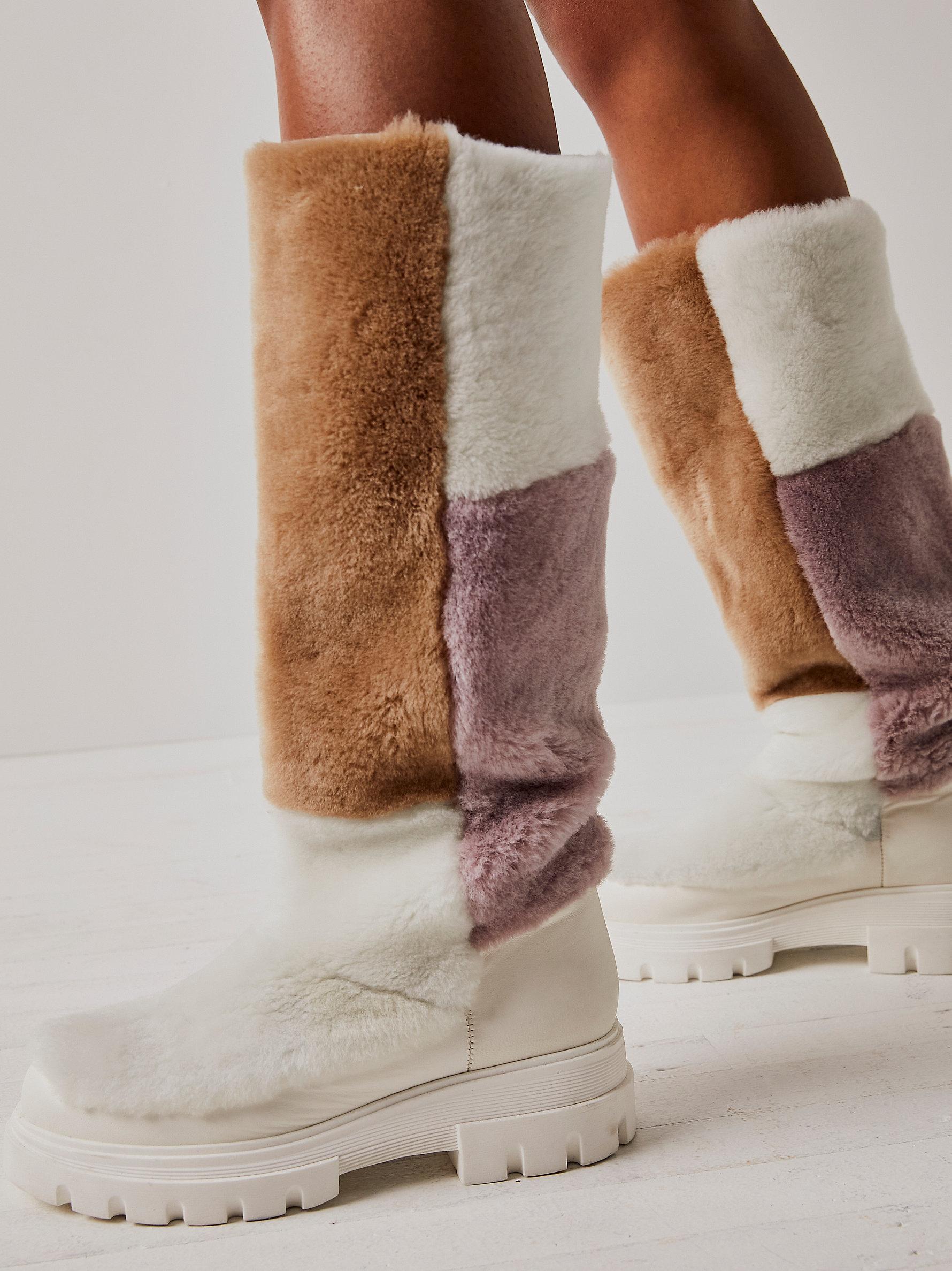 Free People Happy Thoughts Faux Fur Boots in White | Lyst