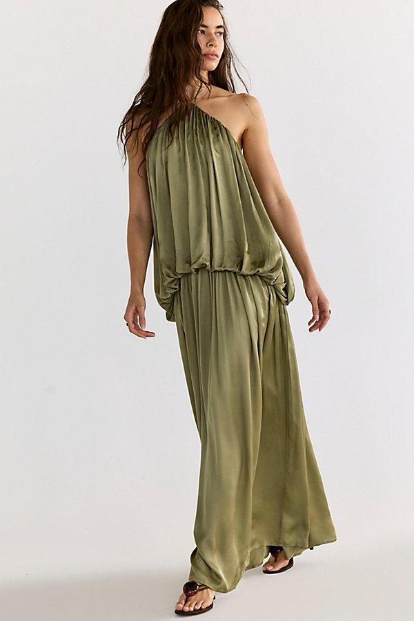 third form green dress SATIN TIE BACK STRAPLESS MAXI | OLIVE — THIRD FORM main image 1
