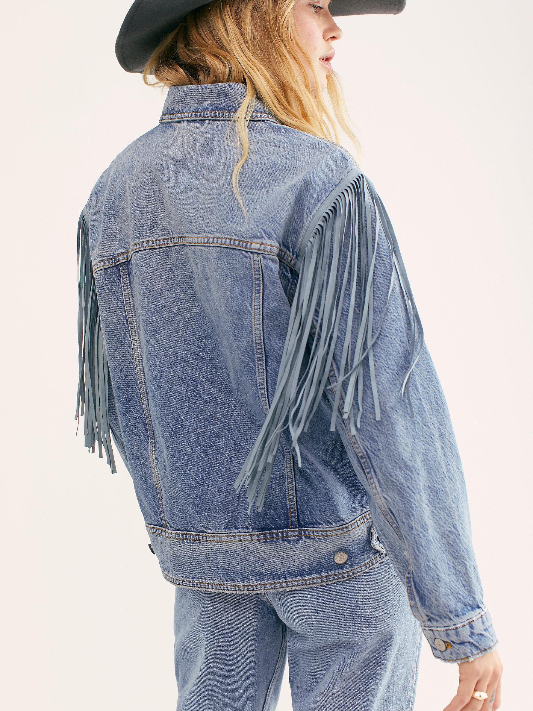 Fringe Denim Jacket in Indigo 