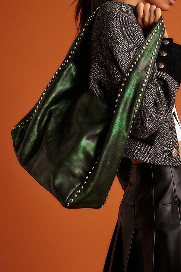 Bolsa Nova Anna Studded Leather Hobo Bag