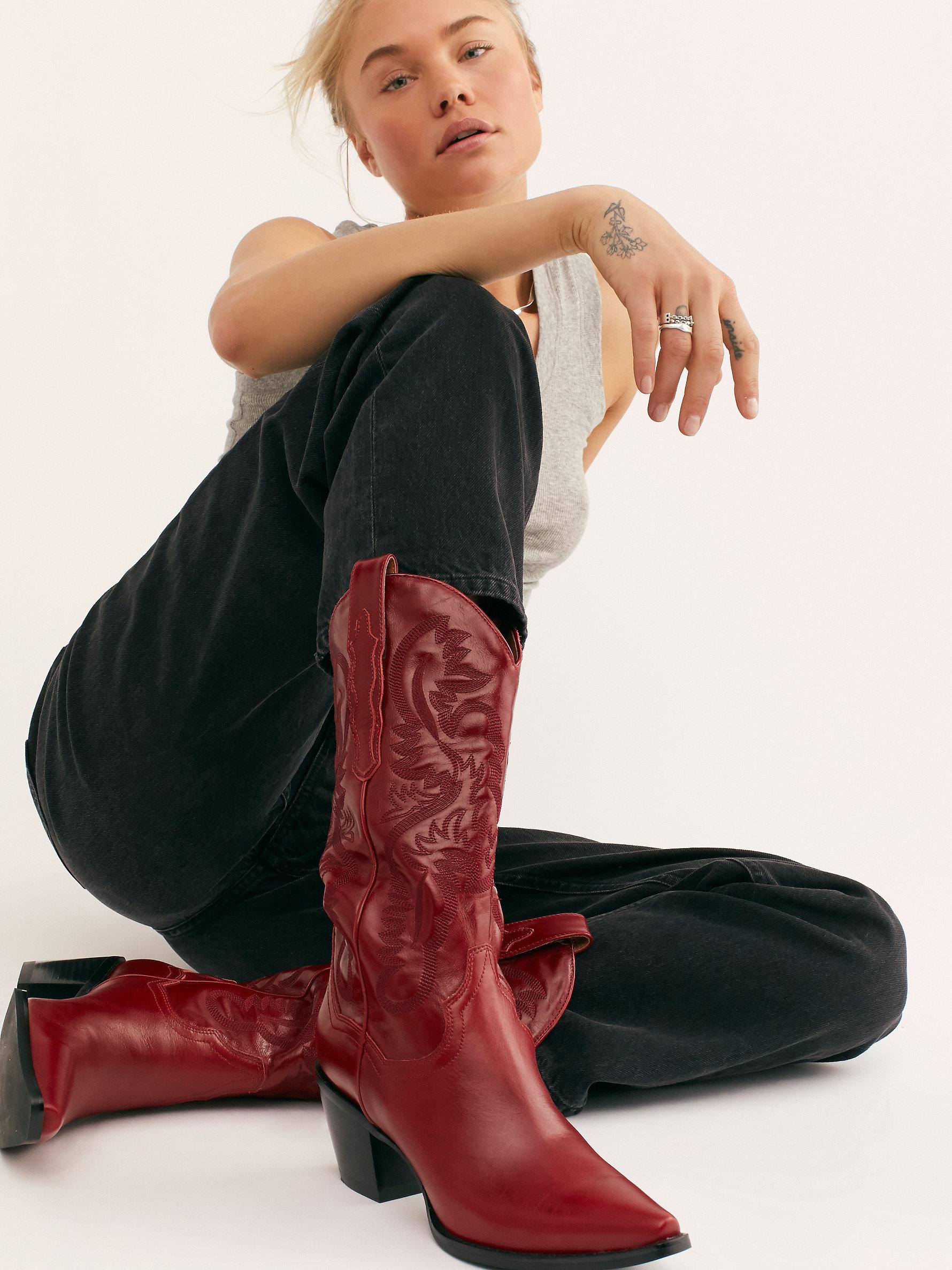 Free People Dagget Western Boots By Jeffrey Campbell in Red | Lyst Canada