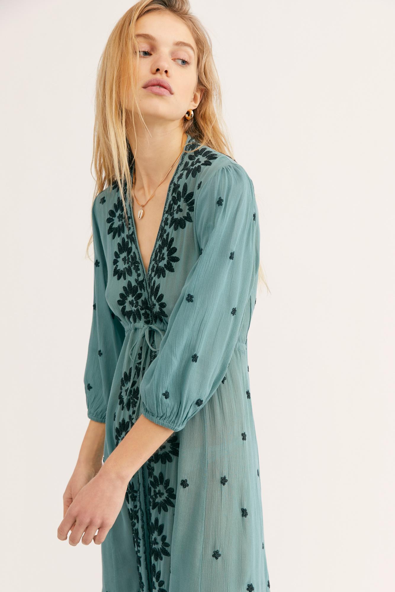 free people embroidered fable midi dress