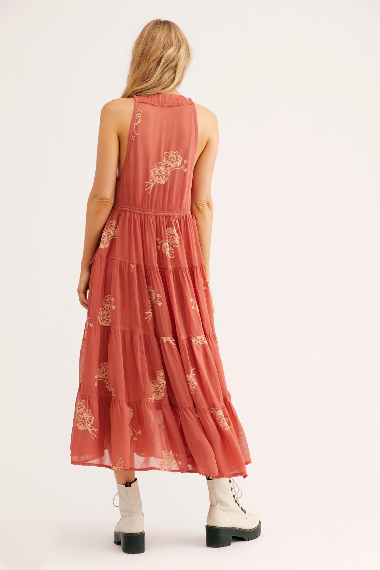 run away with me embroidered midi dress