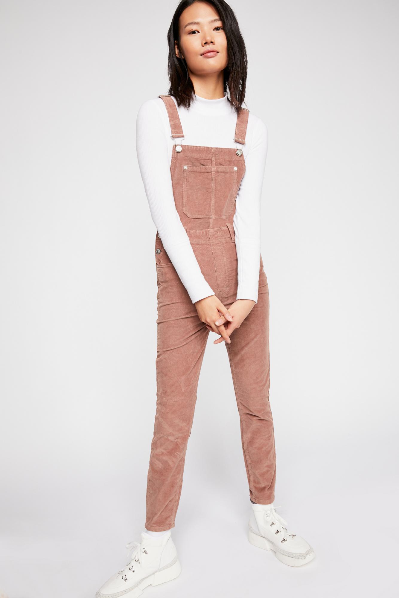free people slim ankle overalls