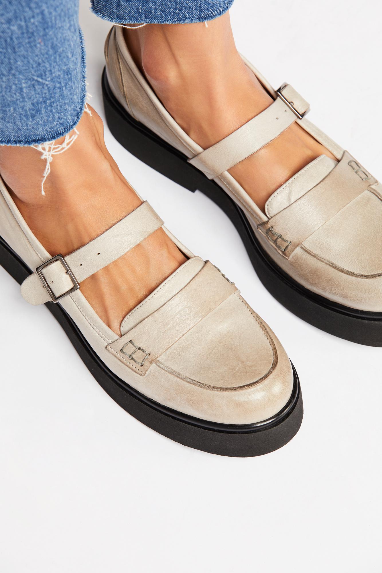 Free People Leather Pearl Street Penny Loafer By Fp Collection in Grey ...
