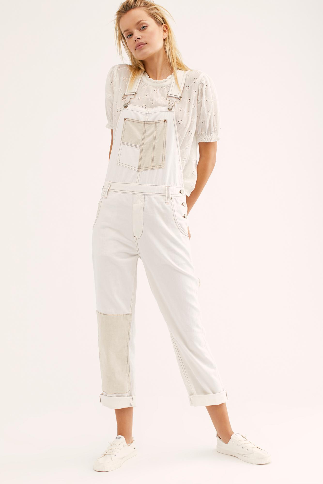 free people white overalls