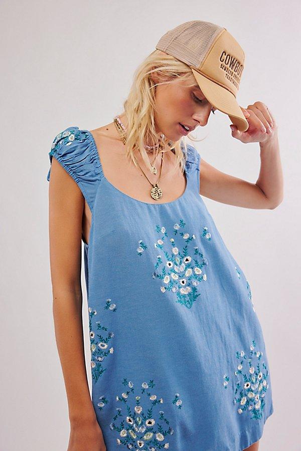 Free People Wildflower Embroidered Mini Dress in Blue | Lyst