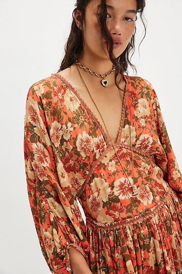 free people golden dreams dress Sweet Printed Mini in Brown Boho