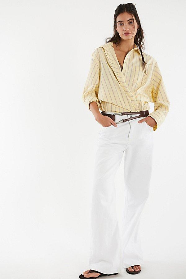 Free People Sabine Striped Articulated Shirt in Natural | Lyst