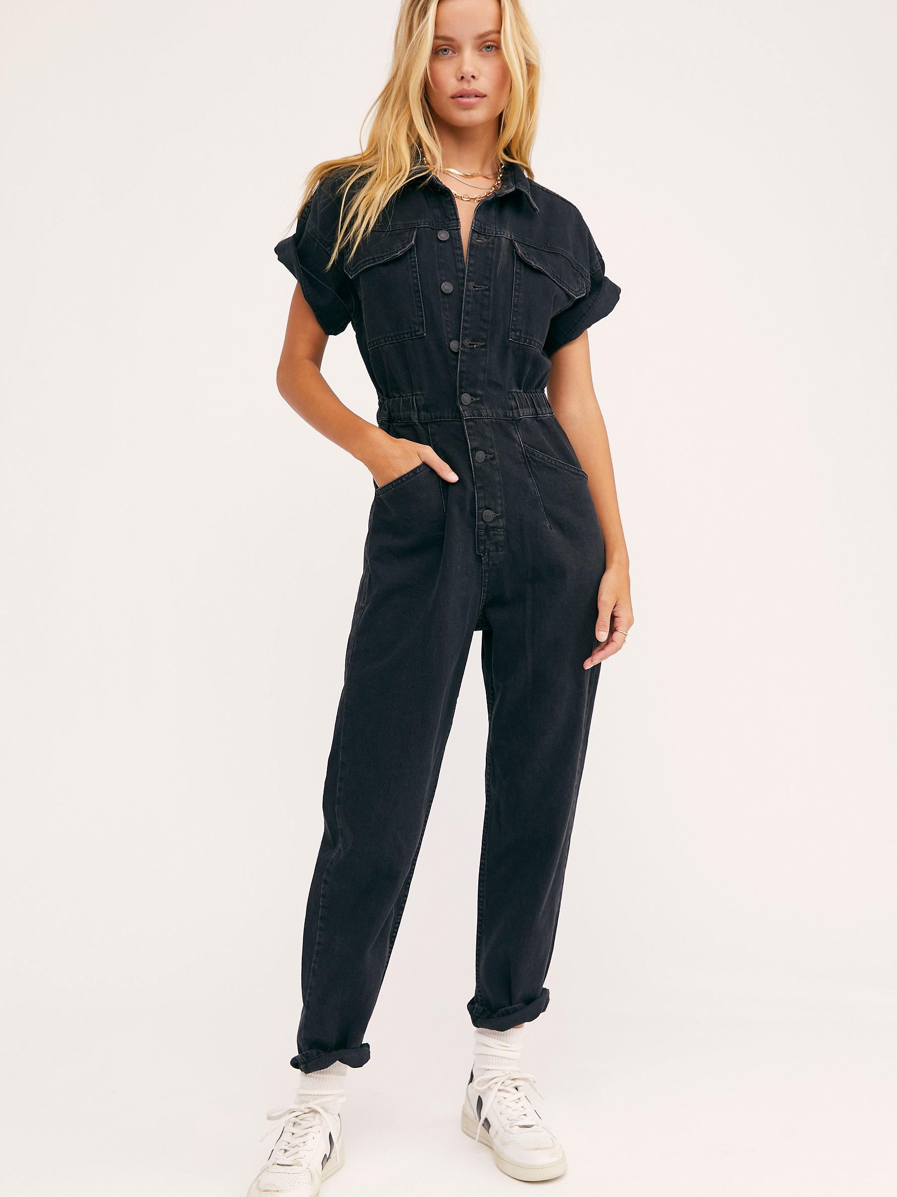 free people black overalls