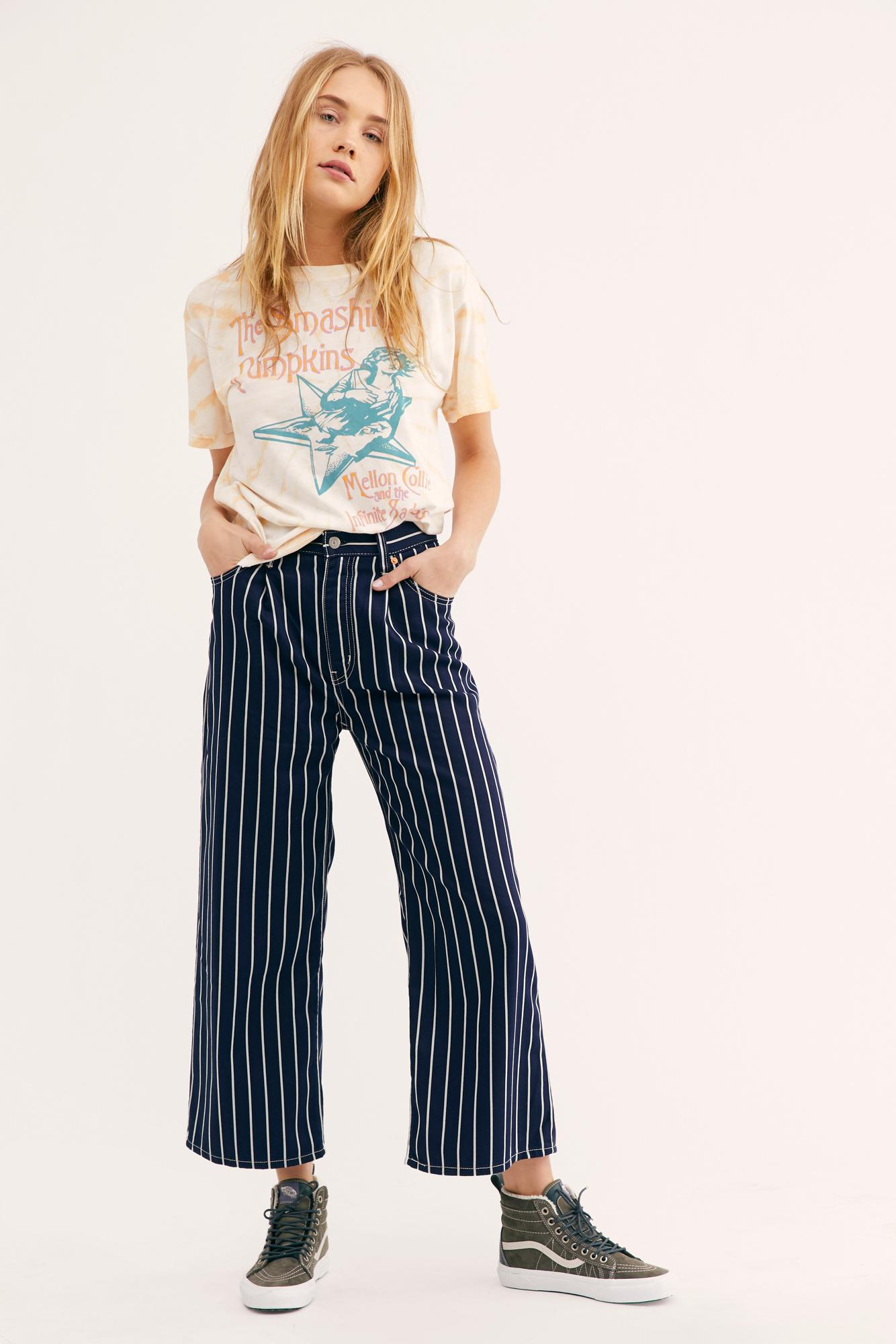 levi's ribcage pleated cropped jeans