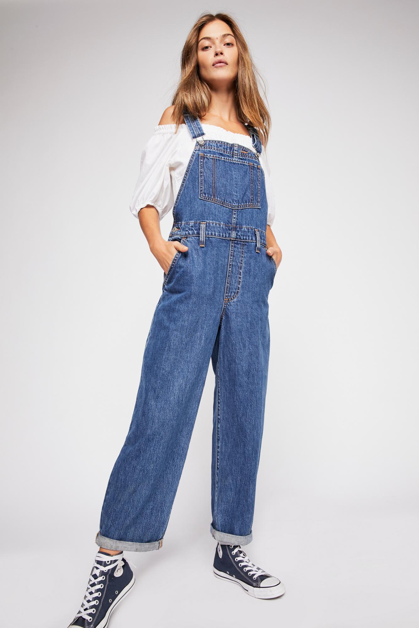 Free People Levi's Baggy Denim Overalls in Blue | Lyst