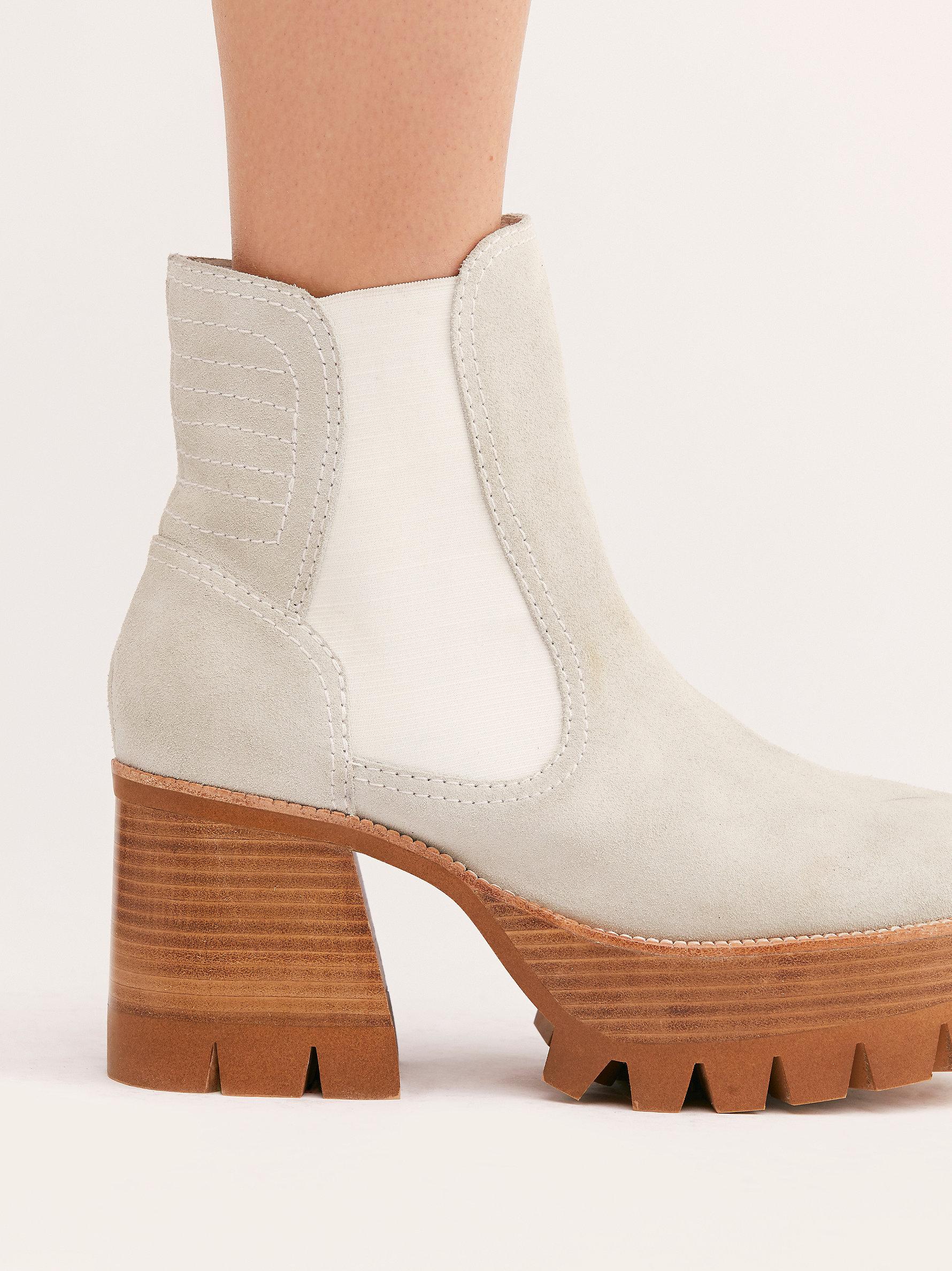 white platform booties