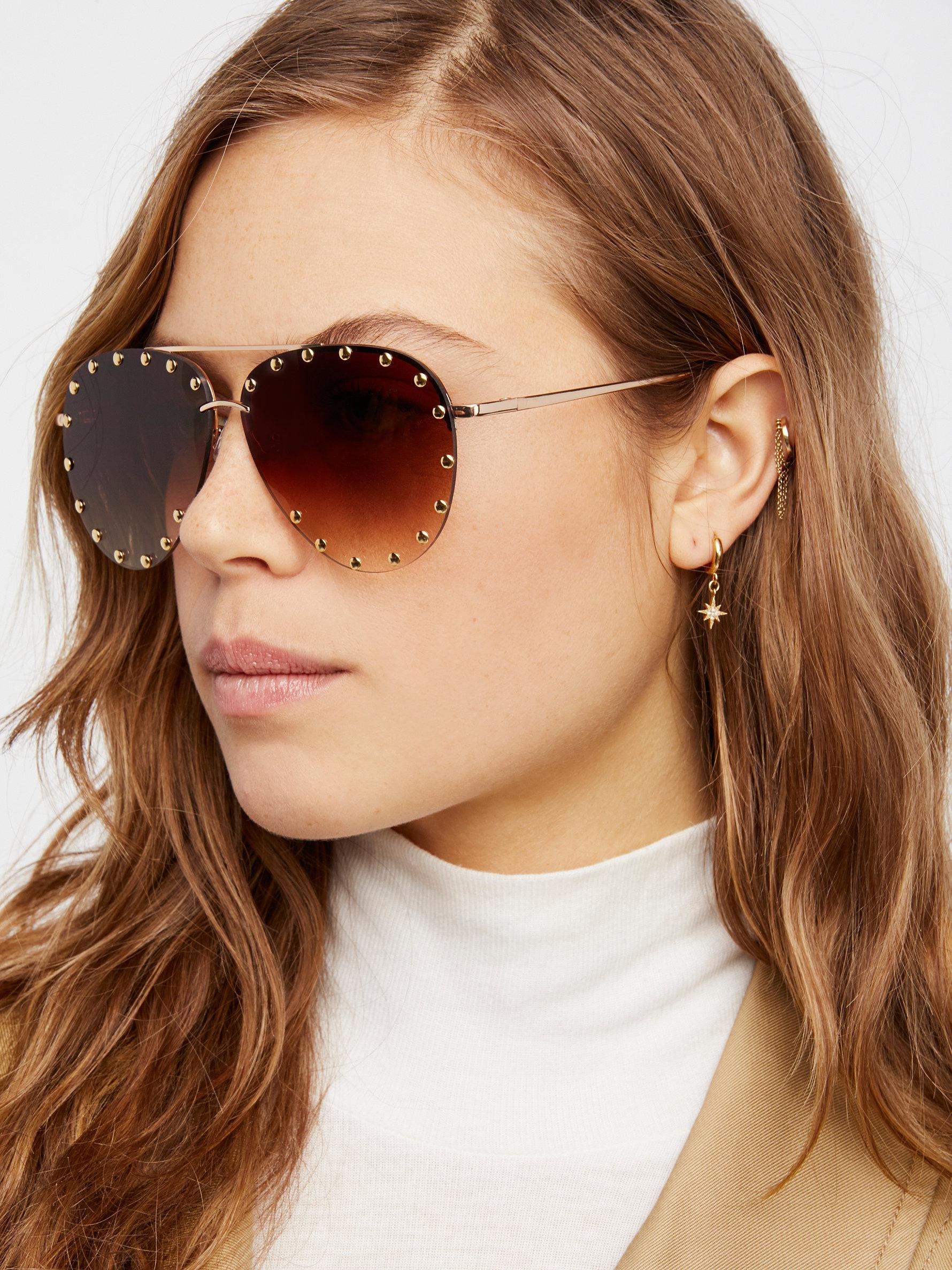 Free People Star Struck Studded Aviator Sunglasses