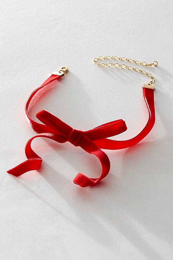 Rosette Heart Ribbon Choker Necklace