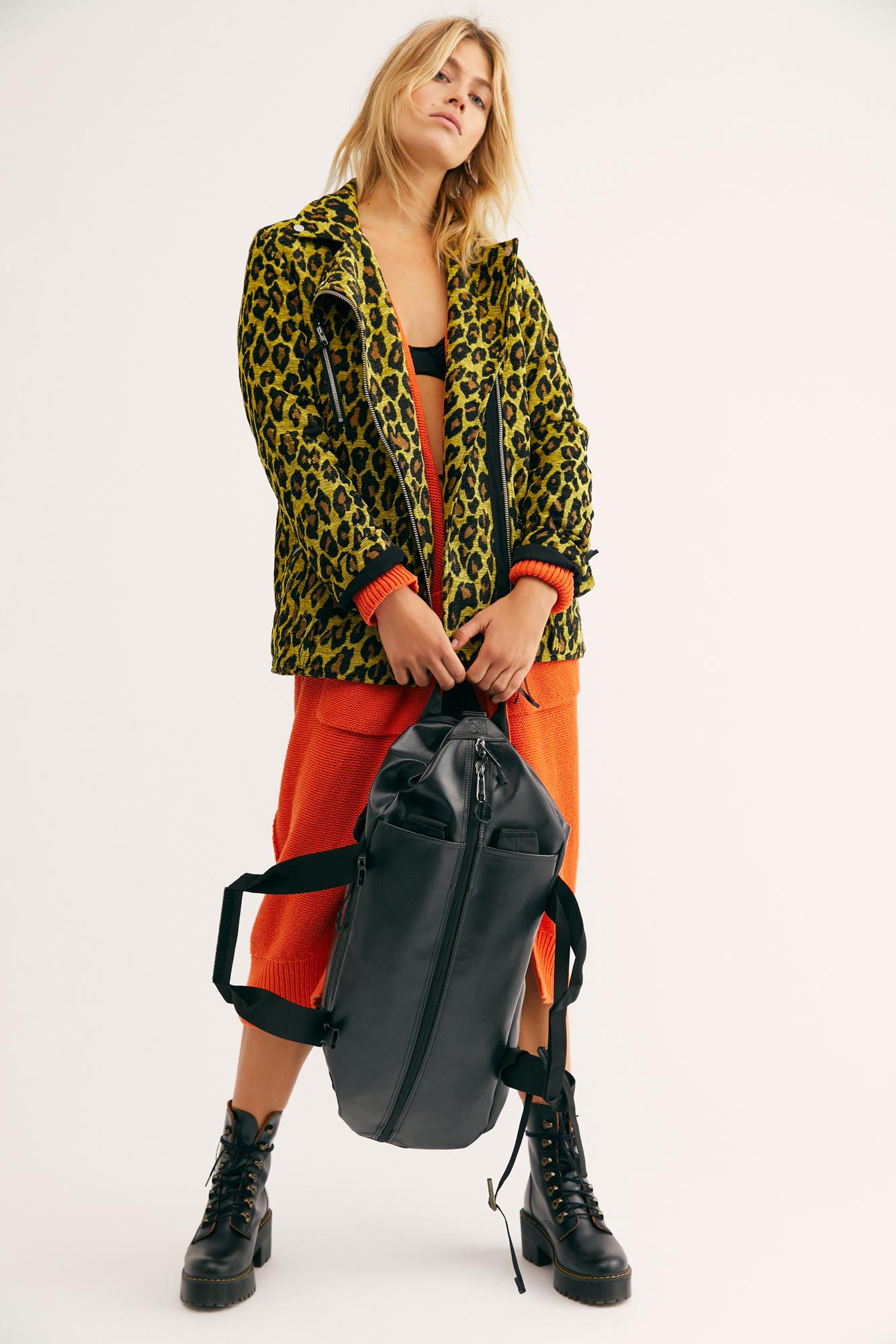 Free People Synthetic Femme Fatale Long Moto Jacket By We ...