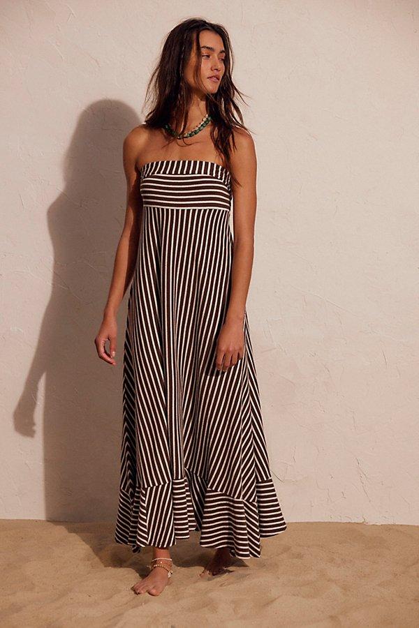 Free People Sadie Striped Midi Dress in Brown | Lyst