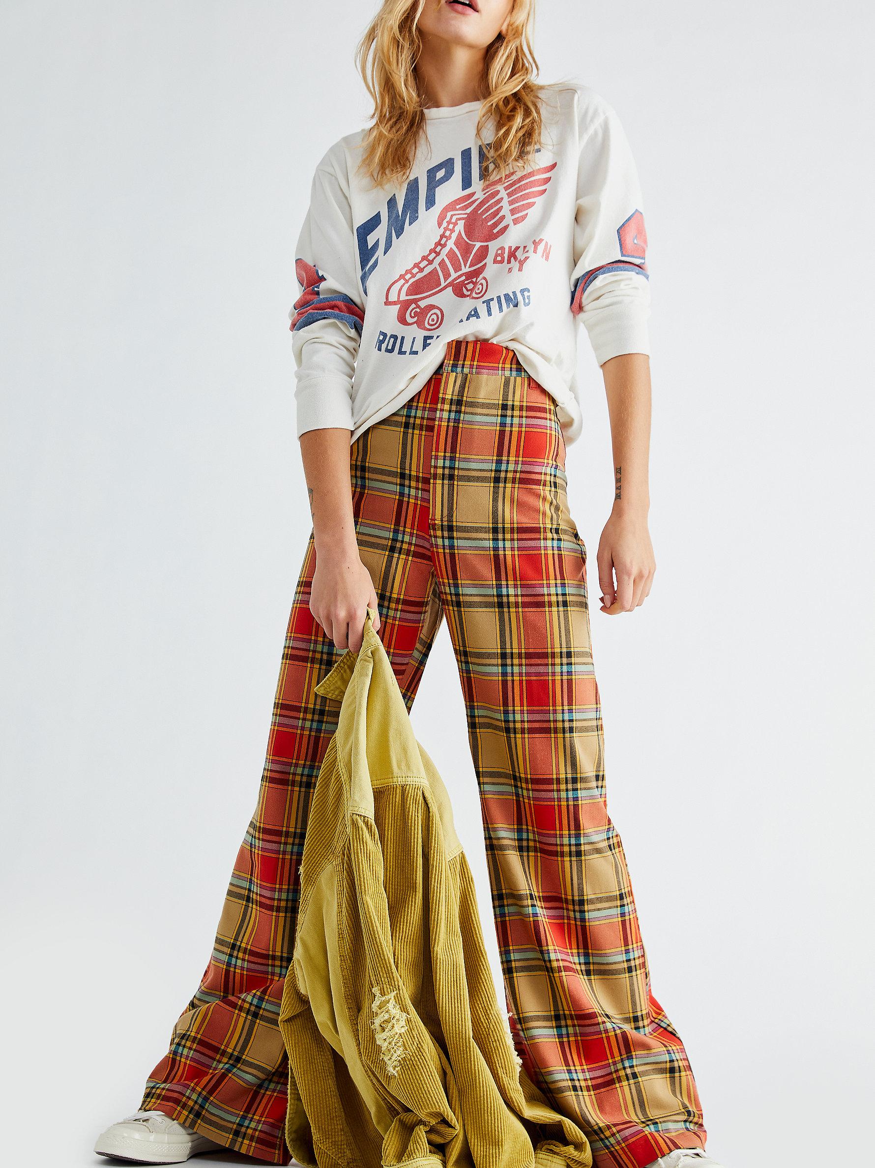 Free People Synthetic Plaid Jules Pants 