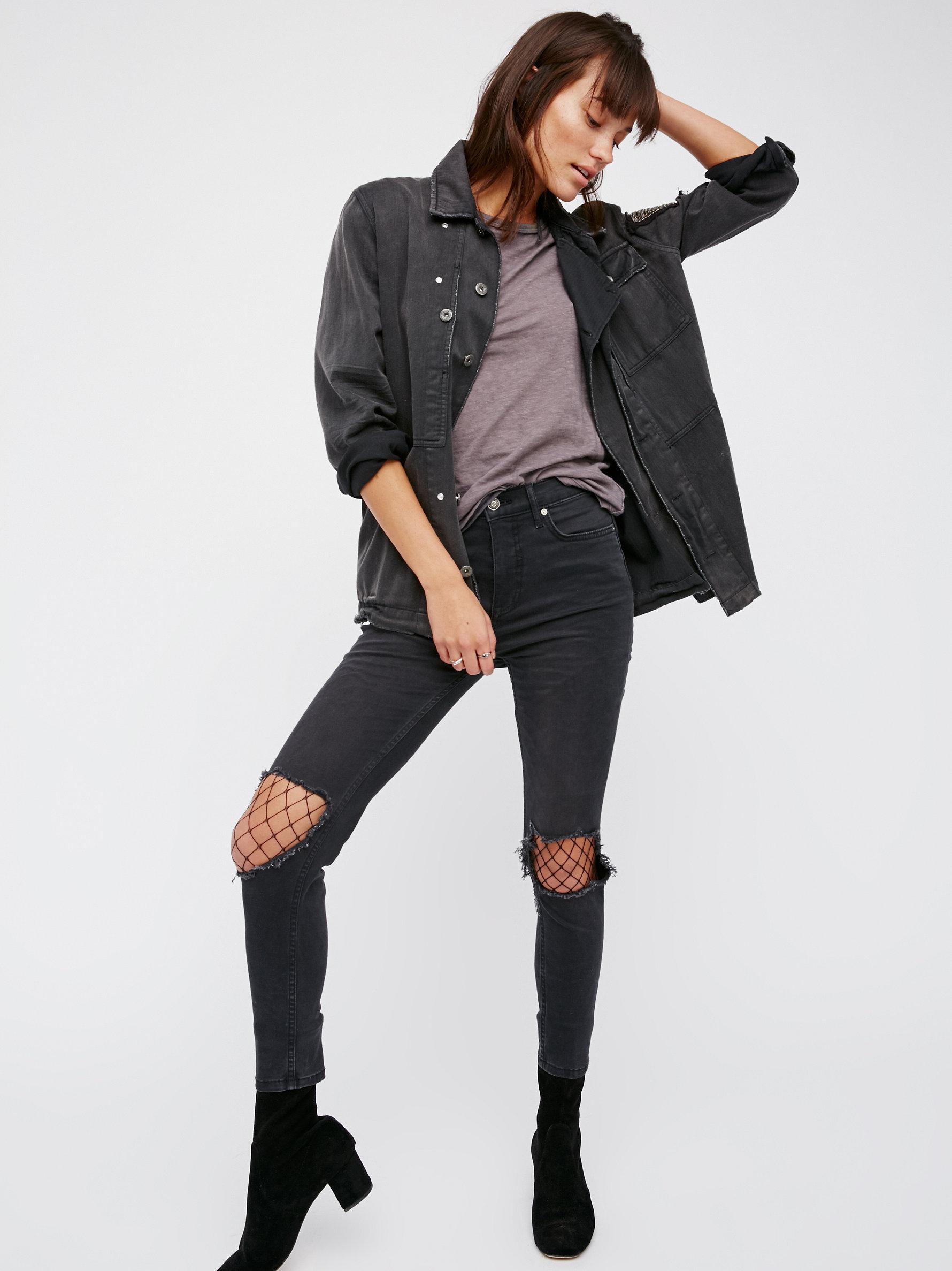 free people high rise busted skinny jeans