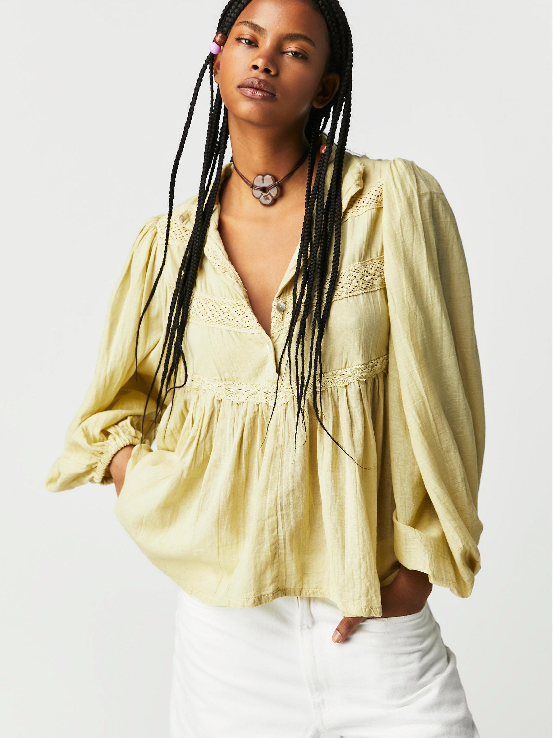 Free people cheap yellow blouse