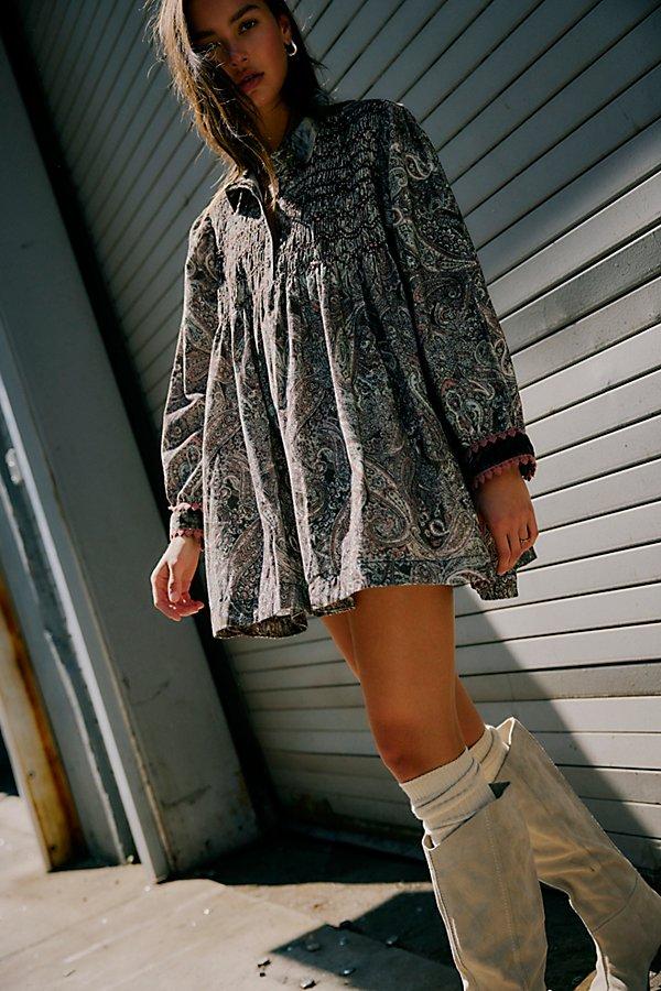 Free People Lucille Corduroy Mini Dress in Gray | Lyst