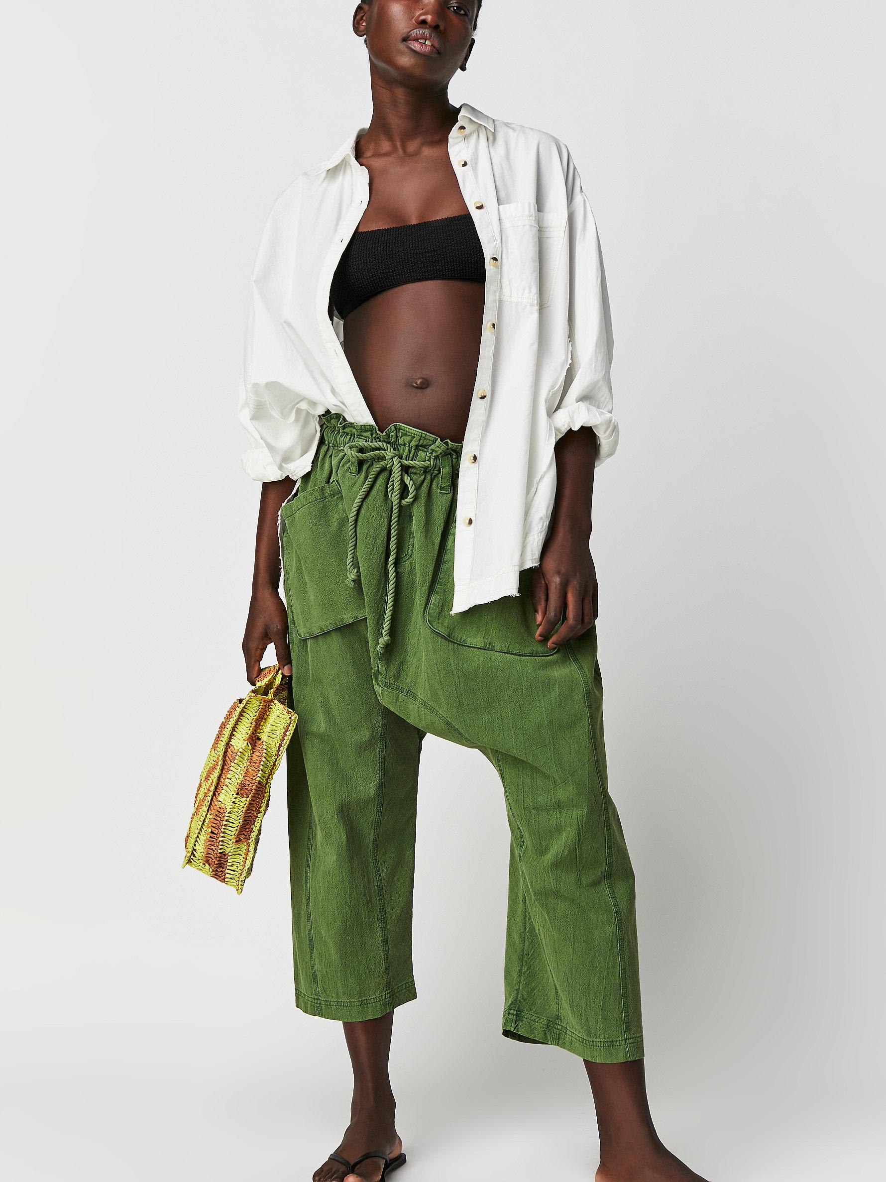 Free People Runyon Oversized Solid Pants in Green | Lyst