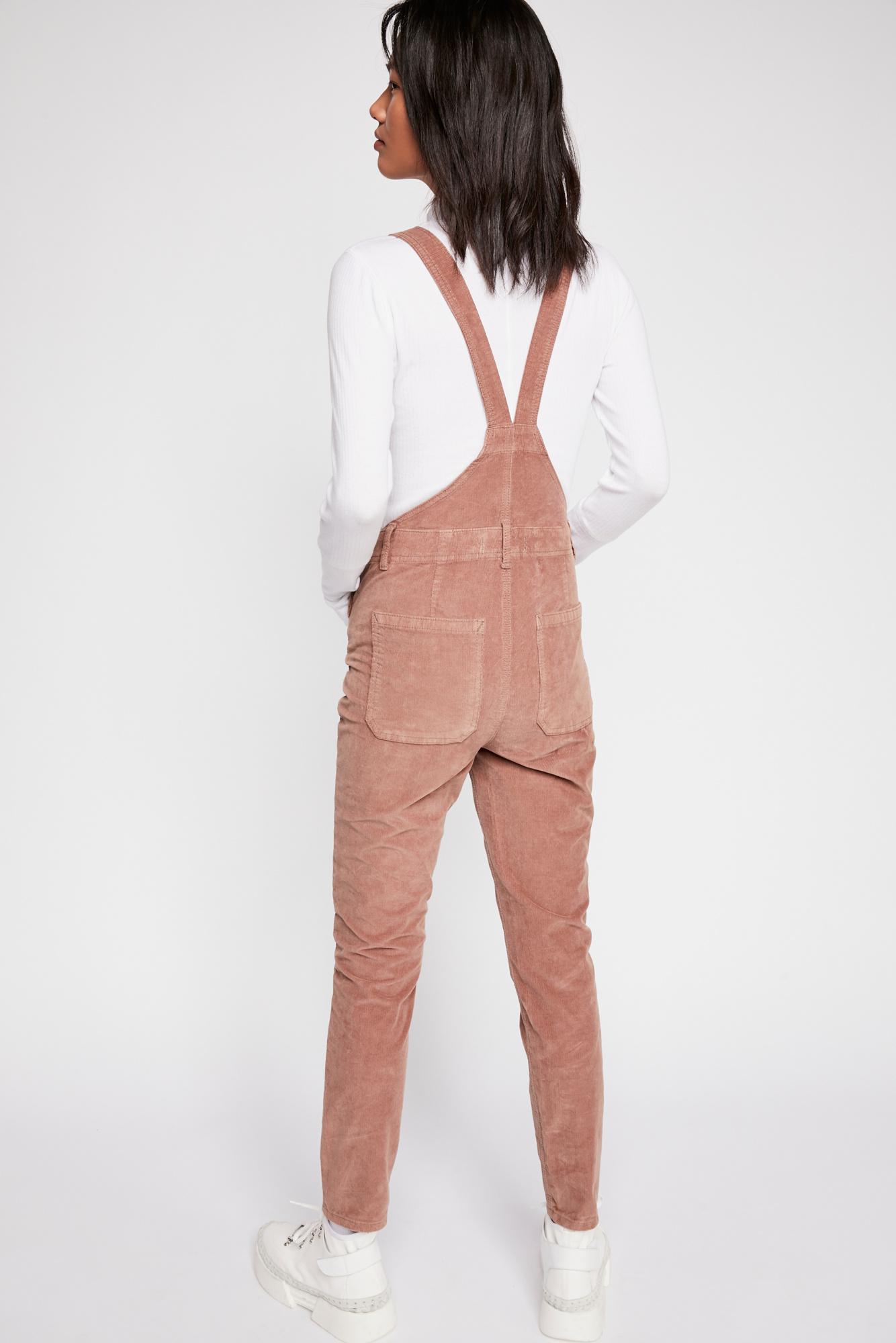 free people slim ankle cord overalls