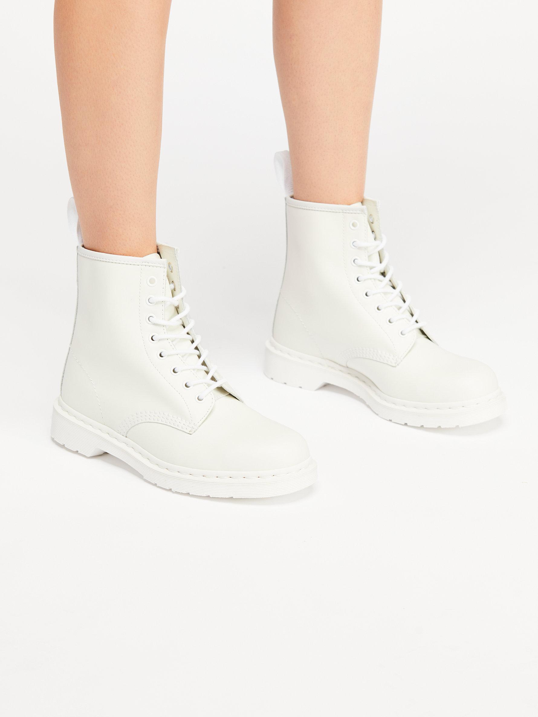 Free People Leather Dr. Martens 1460 Mono Lace-up Boots in White - Lyst