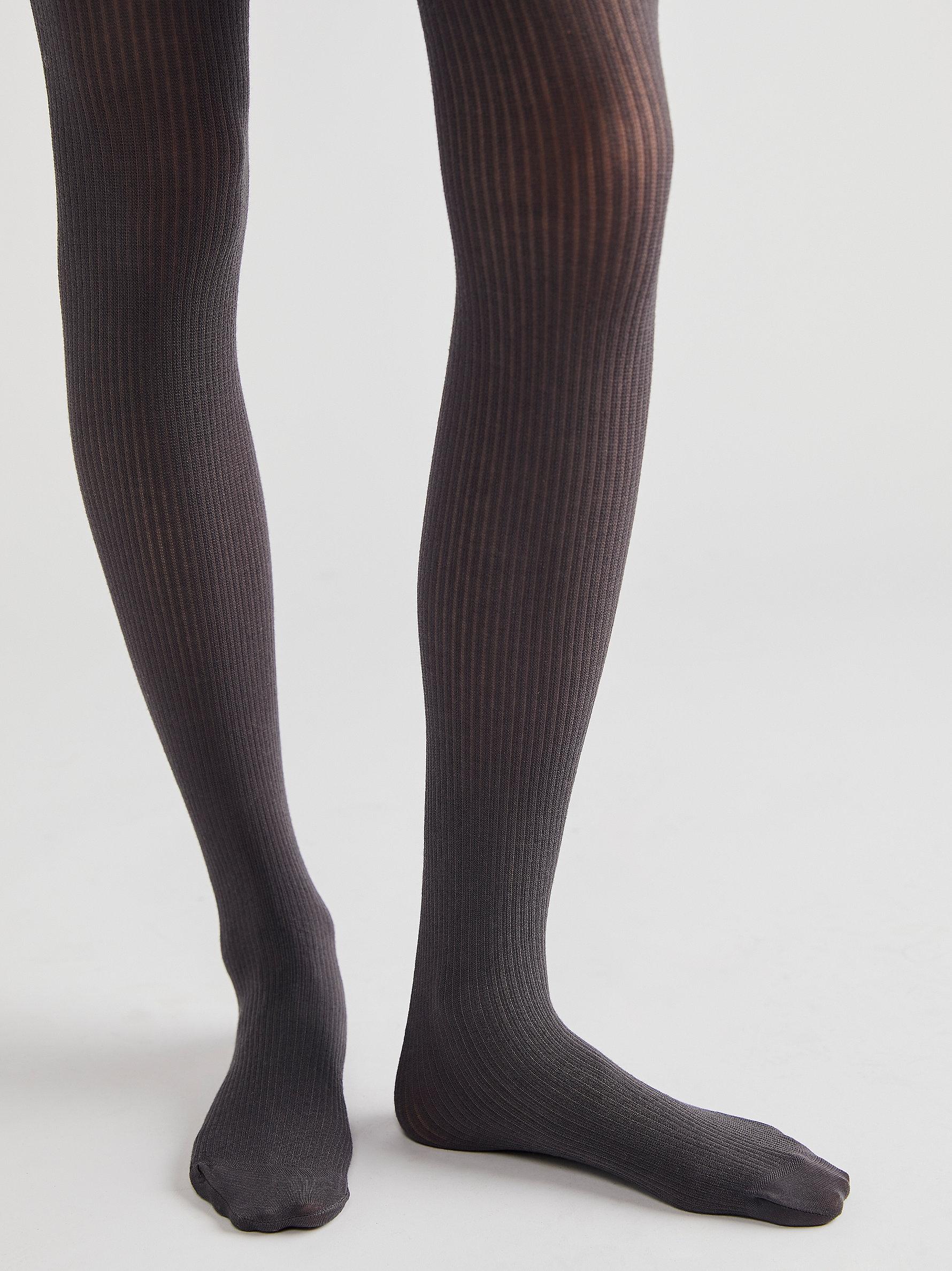 Free People Amelia Ribbed Cashmere Tights in Gray | Lyst