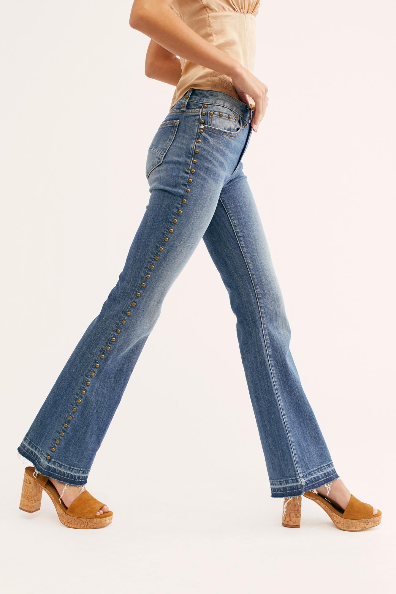 driftwood isabel embroidered flare jeans