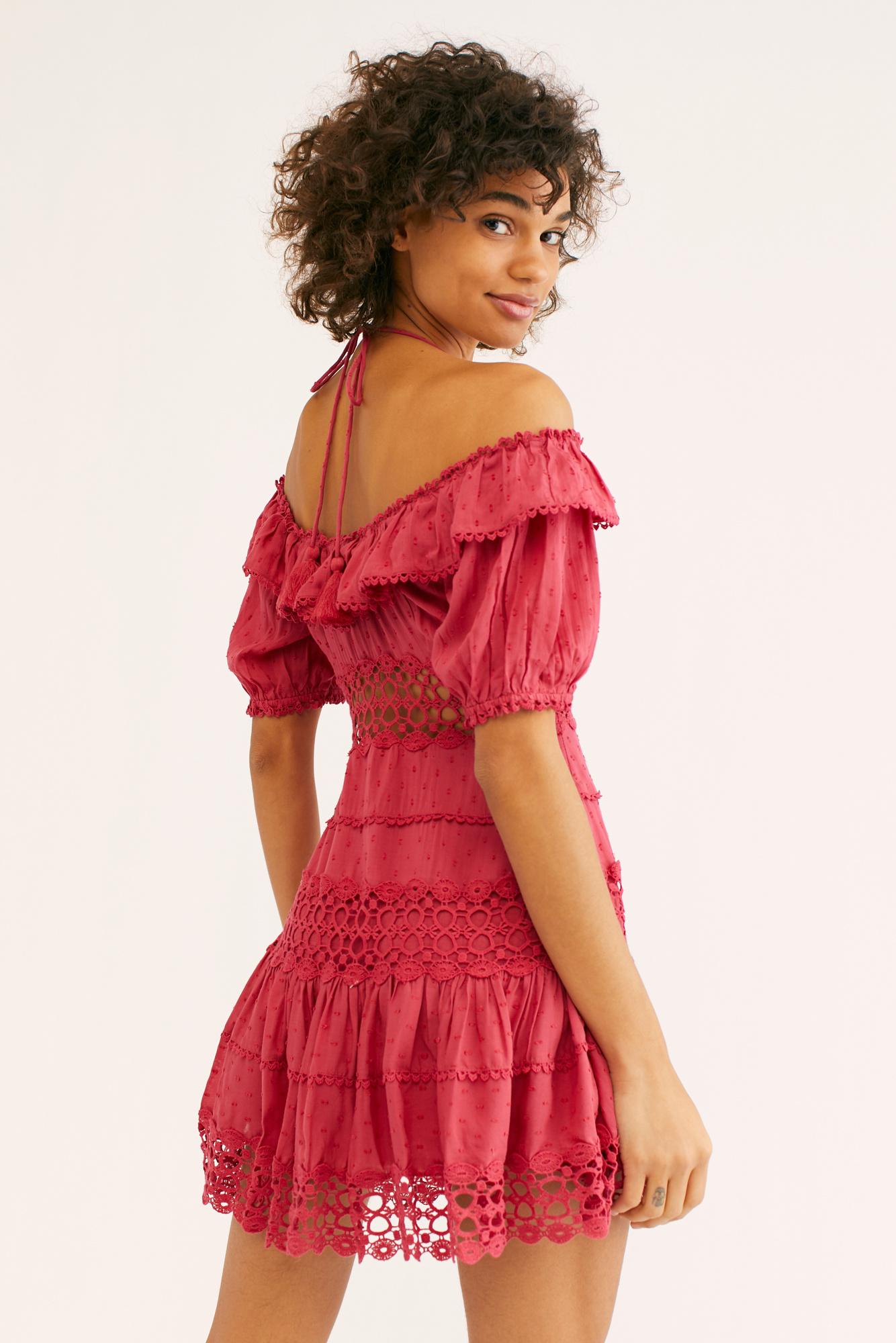 Free people red lace dress Clearance